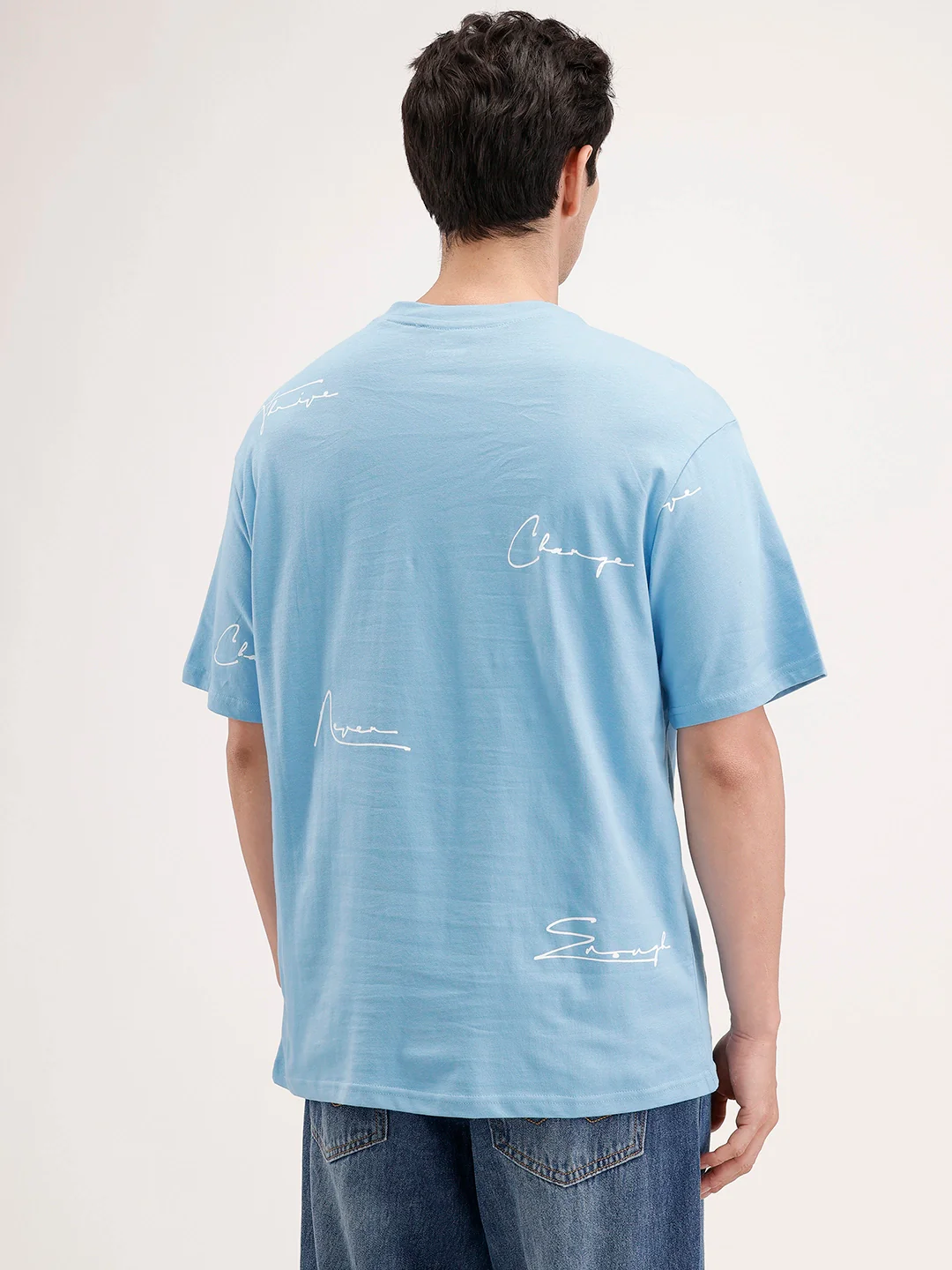 Oversized Placement Printed T-Shirt | Blue - Image 3