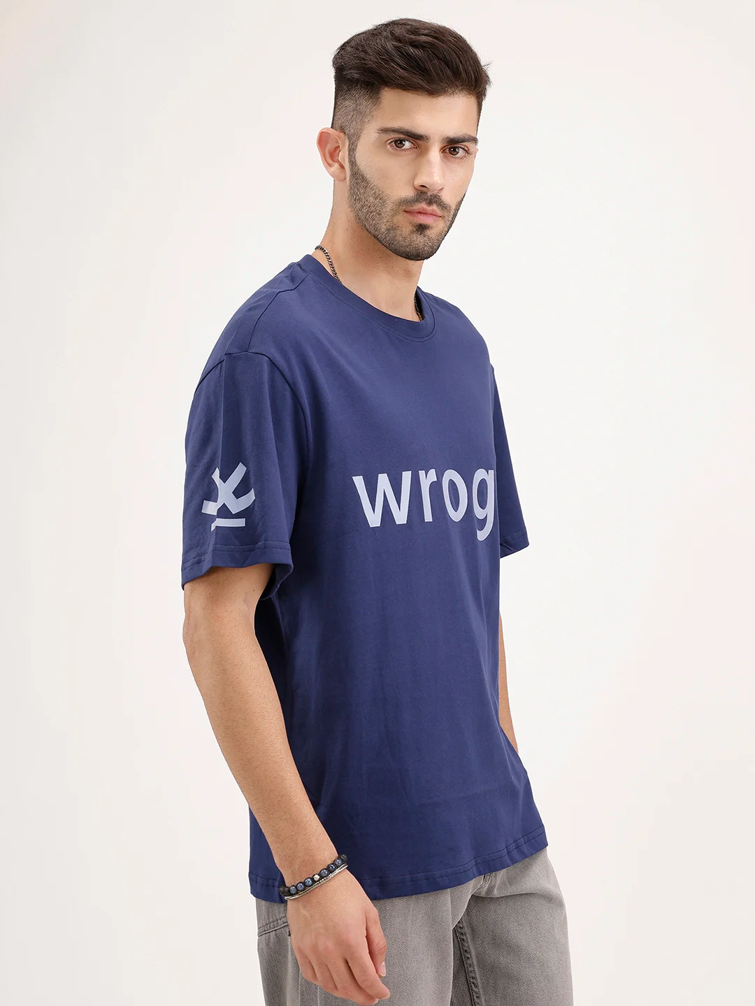 Oversized Placement Printed T-Shirt | Blue - Image 4