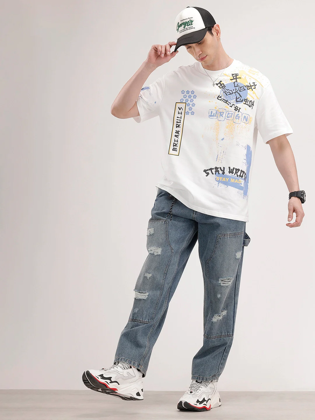 Oversized Placement Printed T-Shirt | Off White - Image 2