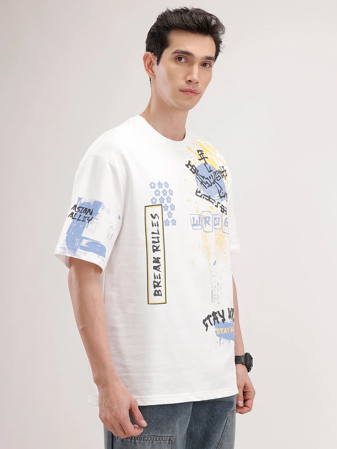 Oversized Placement Printed T-Shirt | Off White - Image 4