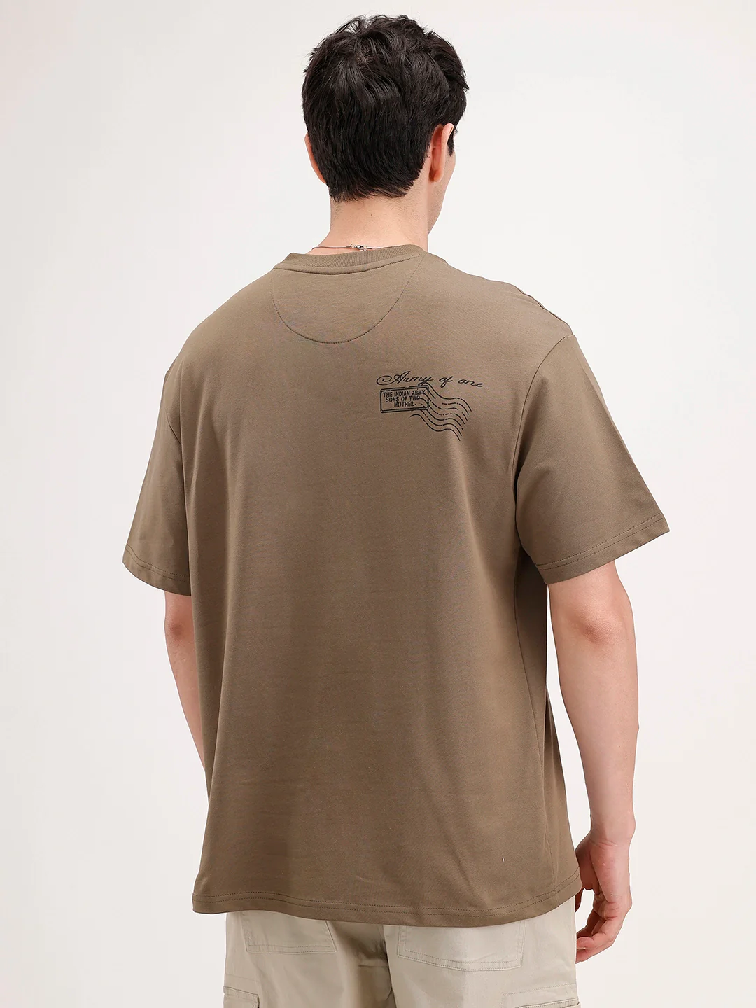 Oversized Placement Printed T-Shirt | Olive - Image 3