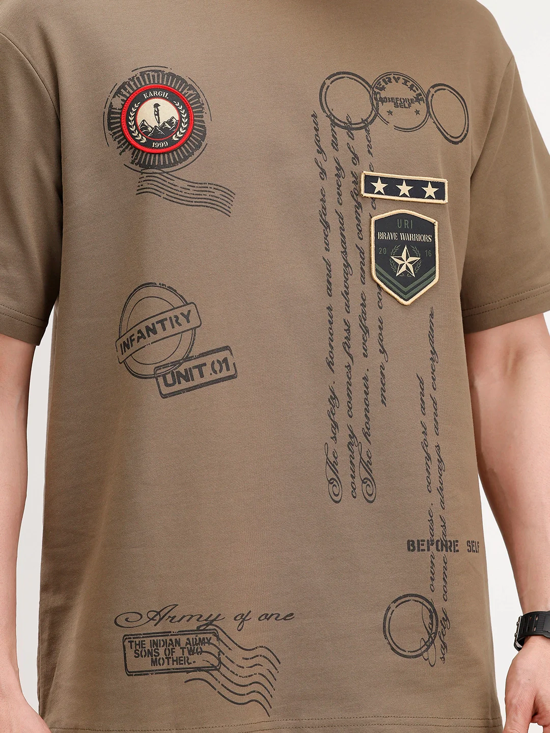 Oversized Placement Printed T-Shirt | Olive - Image 5