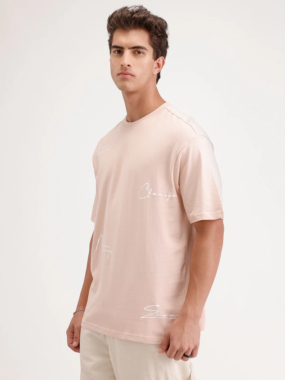 Oversized Placement Printed T-Shirt | Pink - Image 4