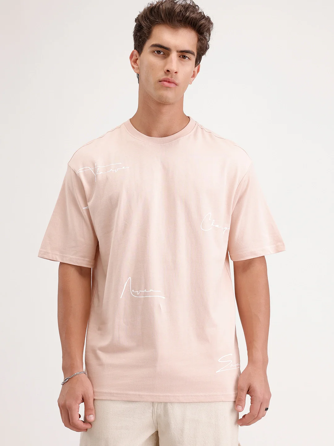 Oversized Placement Printed T-Shirt | Pink - Image 7