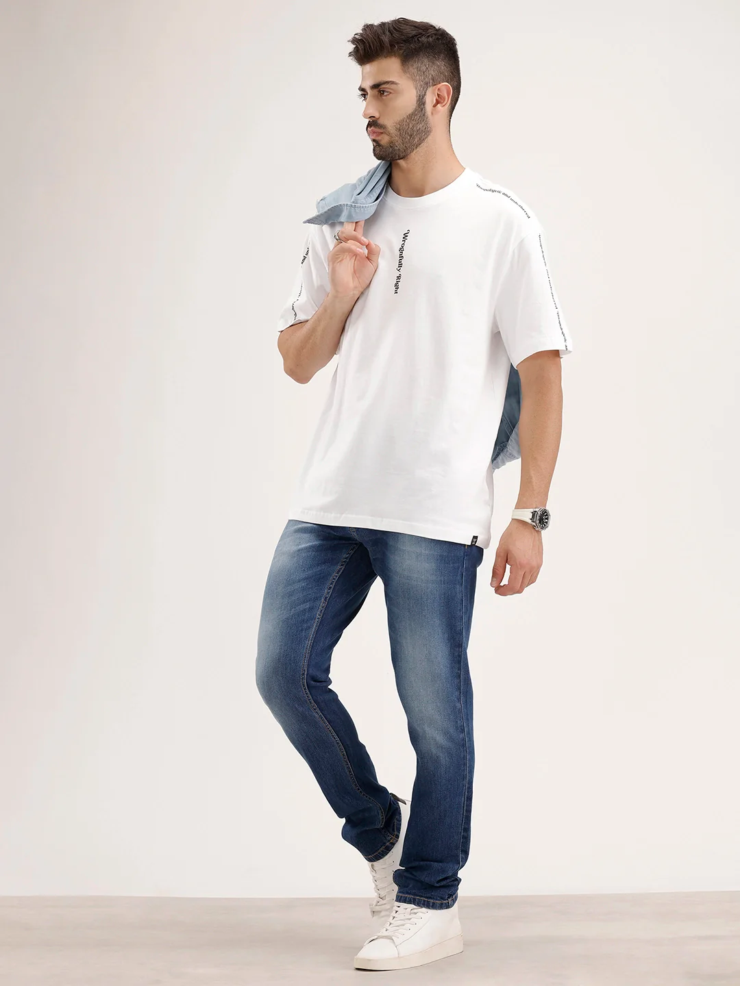Oversized Placement Printed T-Shirt | White - Image 2