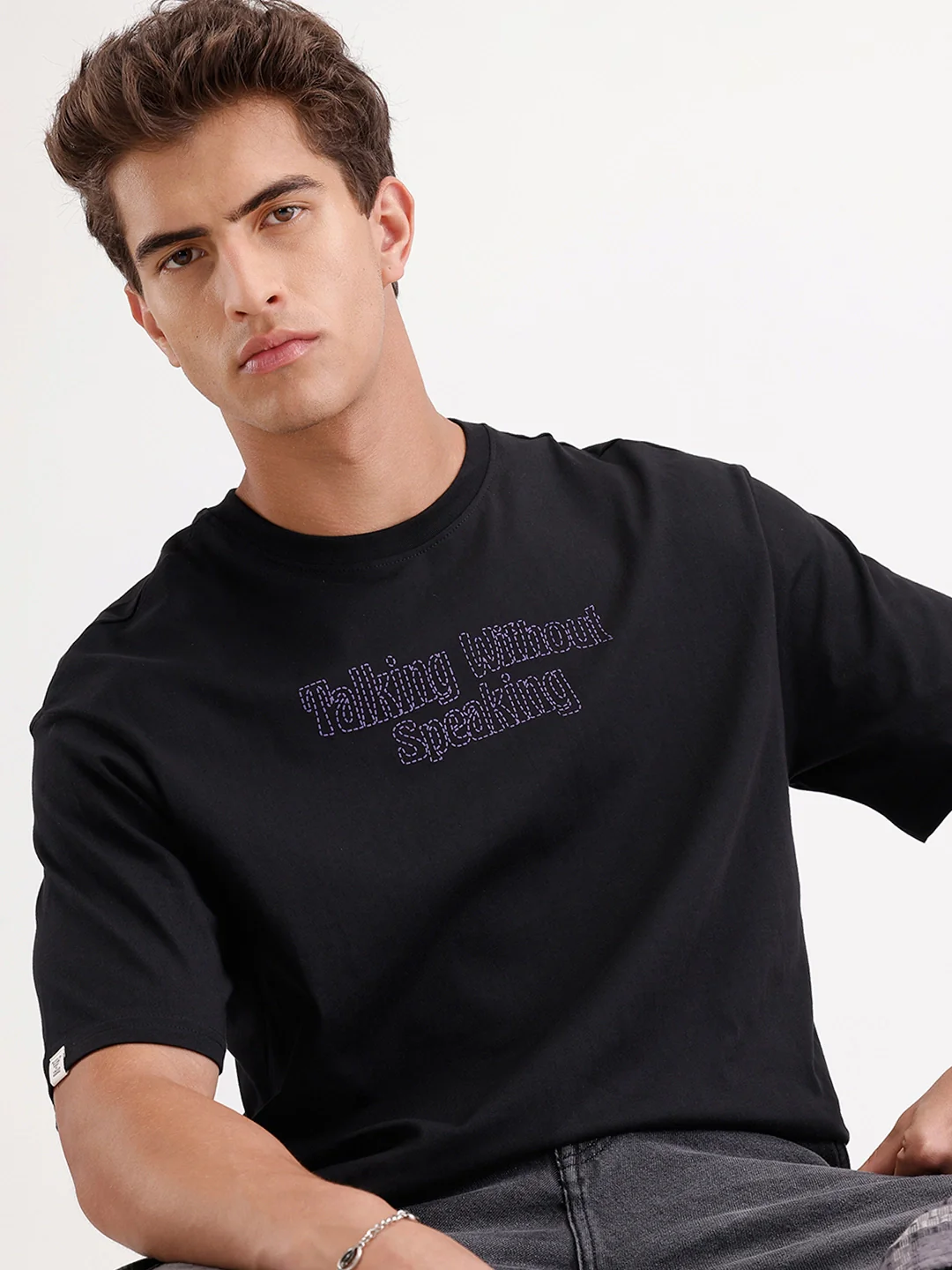 Oversized Puffer Printed T-Shirt | Black