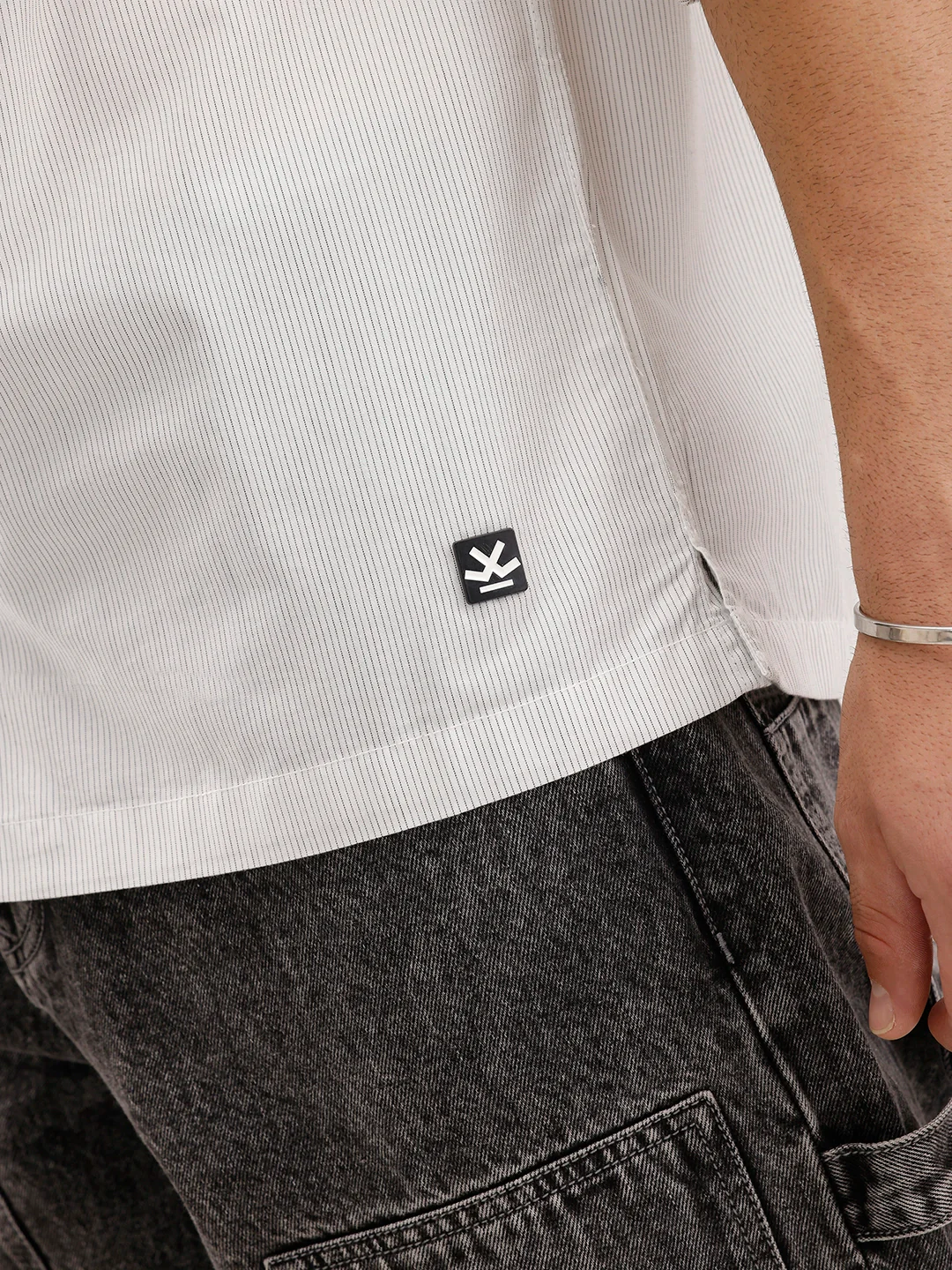 Oversized Striped Double Pocket Shirt | Off White - Image 6