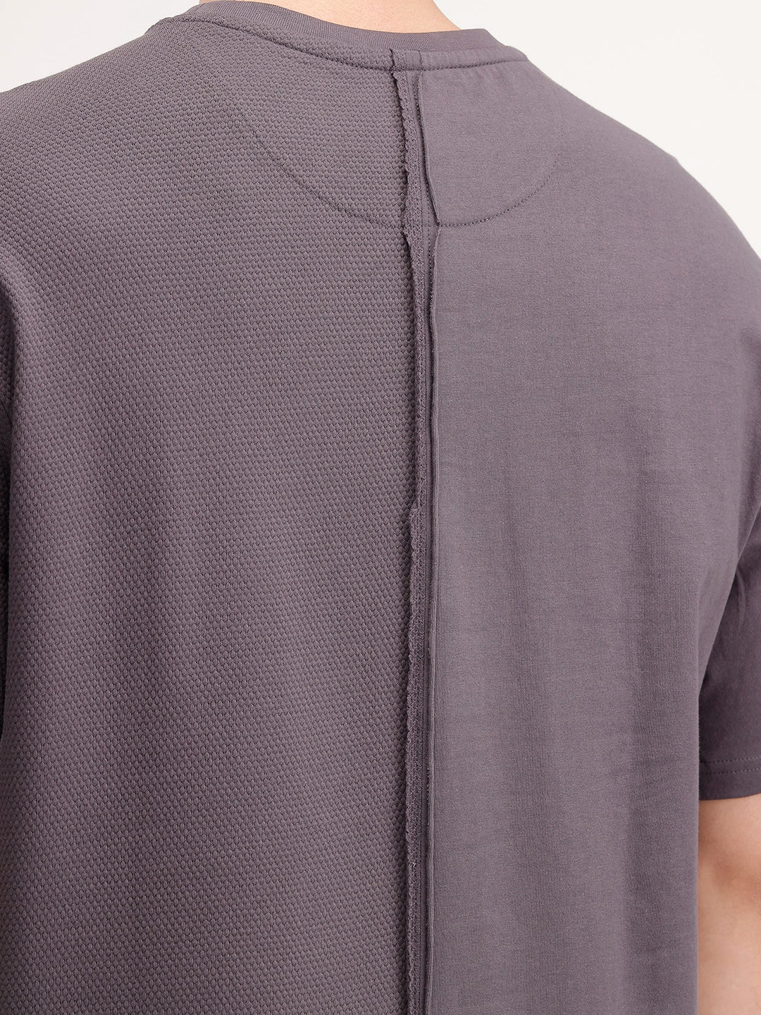 Oversized Textured Cut & Sew T-Shirt | Dark Grey - Image 5
