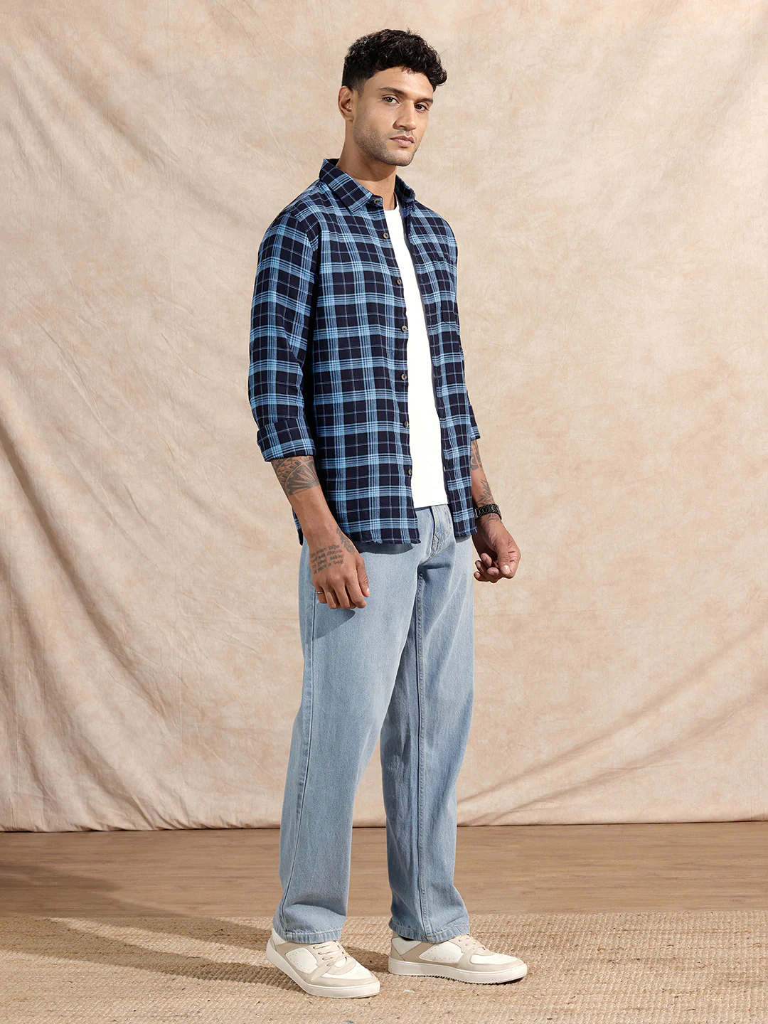 Oxford Checked Shirt | Navy Blue - Image 2