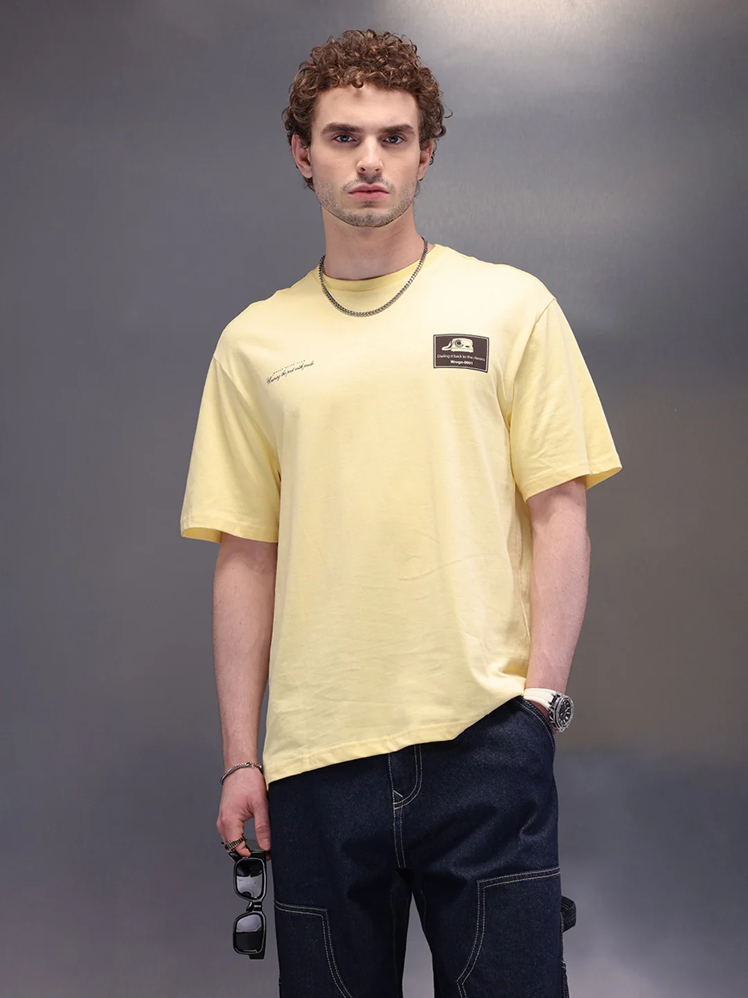 Placement Printed Oversized T-Shirt | Yellow