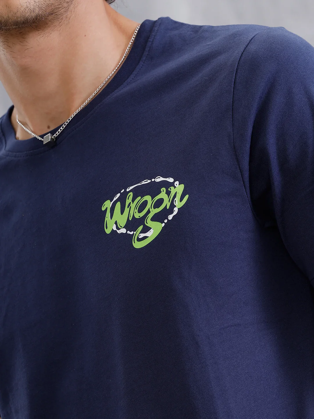 Placement Printed Slim Fit T-Shirt | Navy Blue - Image 5