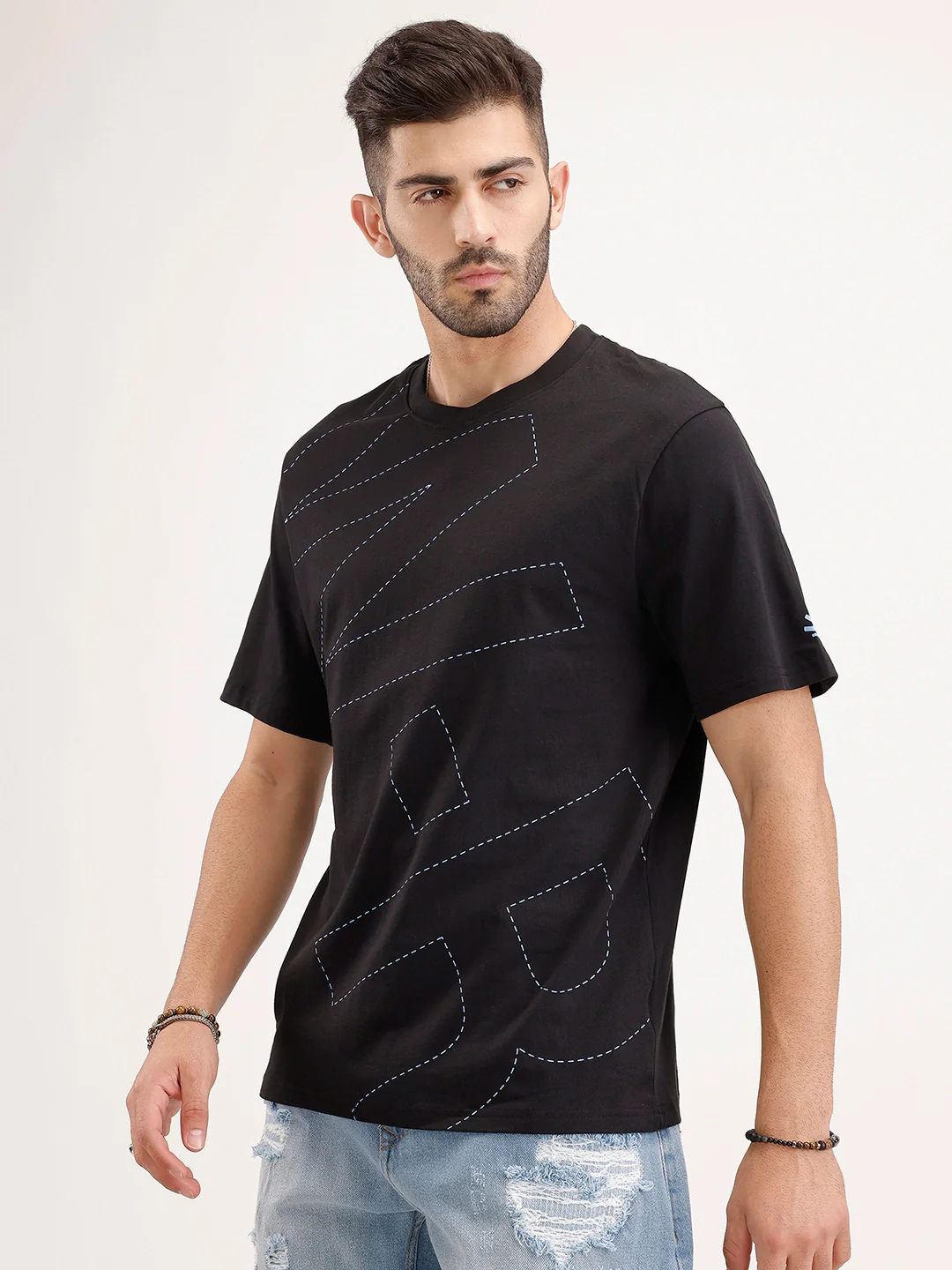 Placement Printed T-Shirt | Black - Image 4