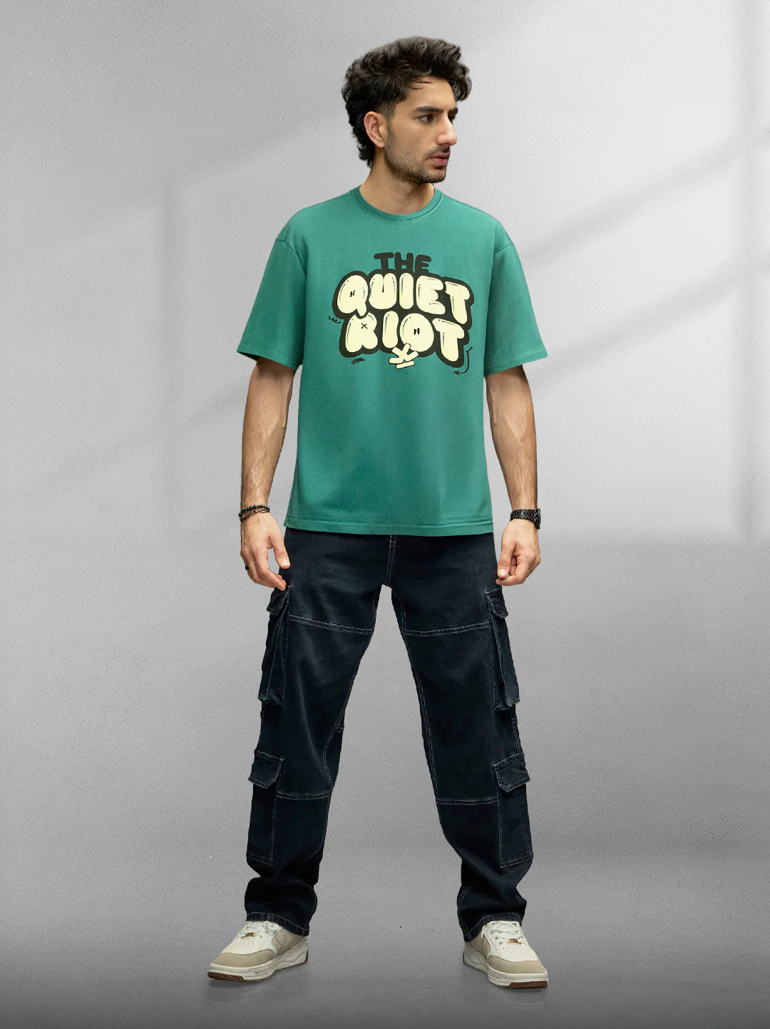Puff Print Oversized Fit T-Shirt | Green - Image 2