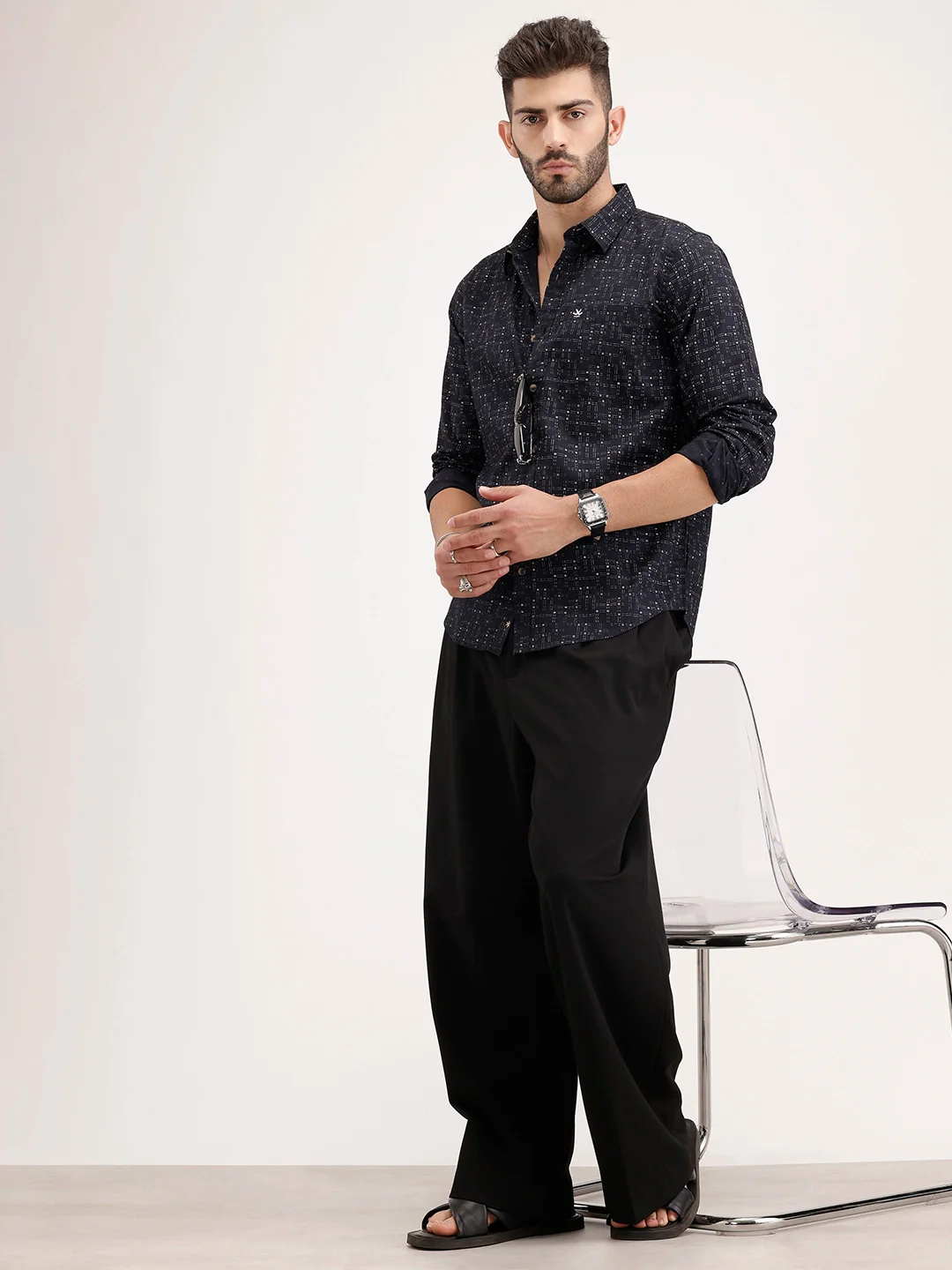 Regular Fit AOP Shirt | Black - Image 2