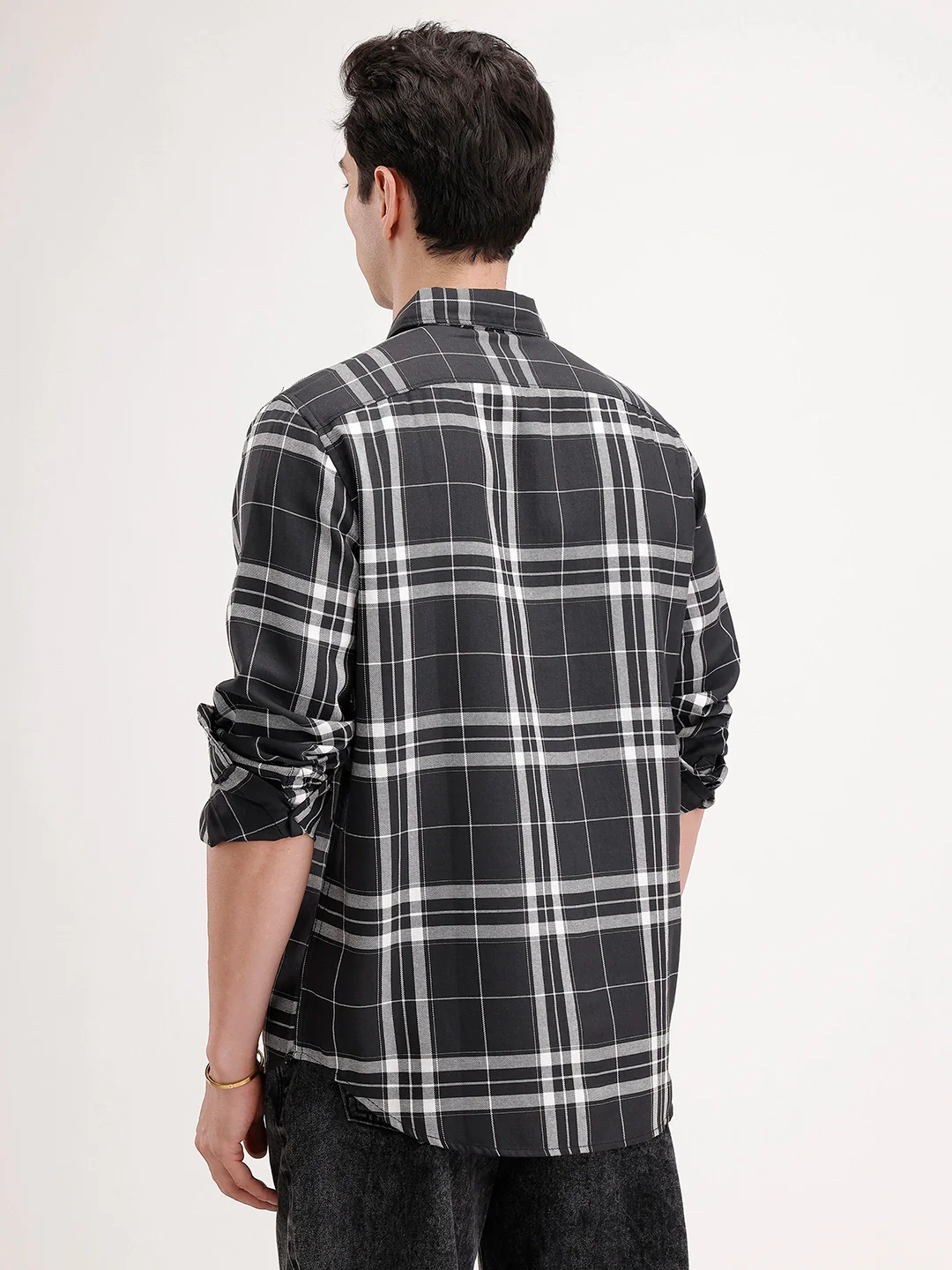 Regular Fit Checkered Shirt | Black - Image 3