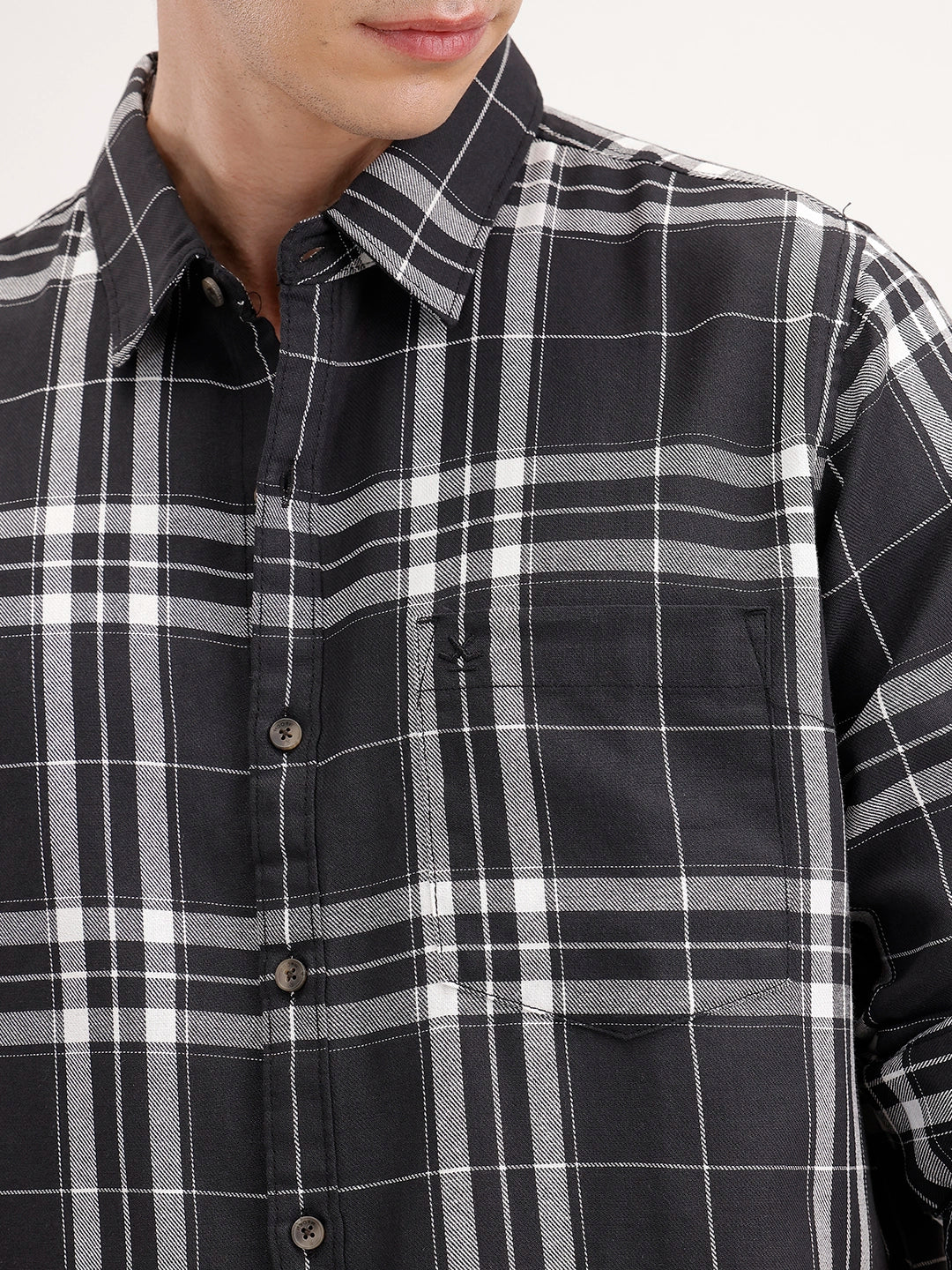 Regular Fit Checkered Shirt | Black - Image 5