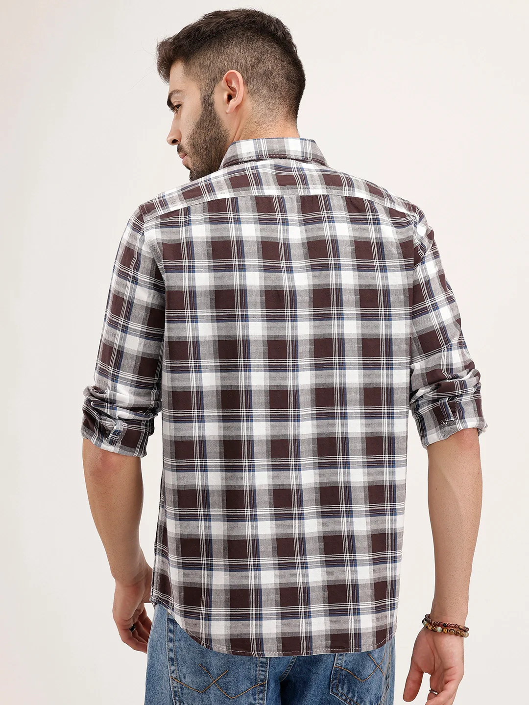 Regular Fit Checkered Shirt | Brown - Image 3