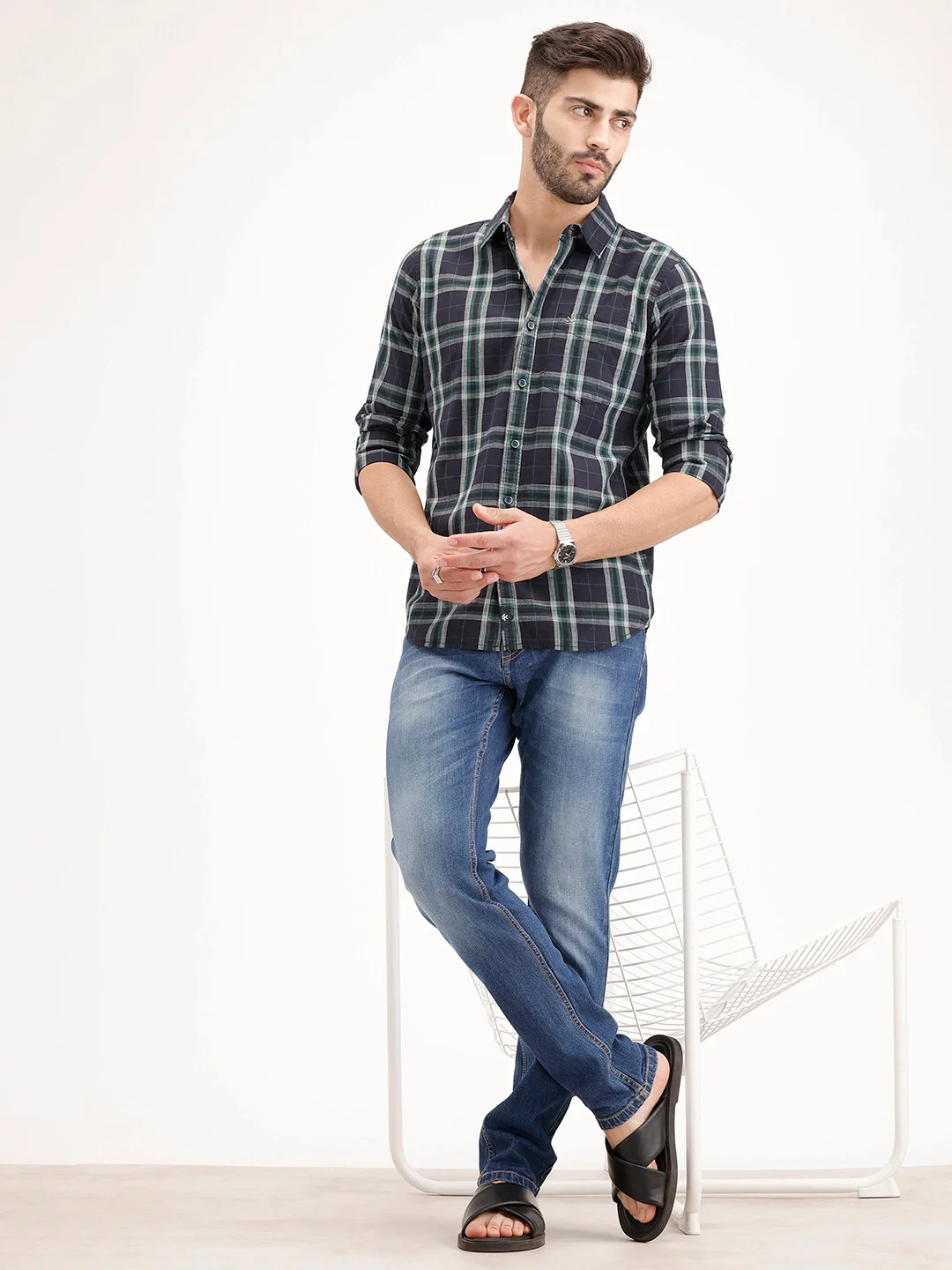 Regular Fit Checkered Shirt | Green - Image 2