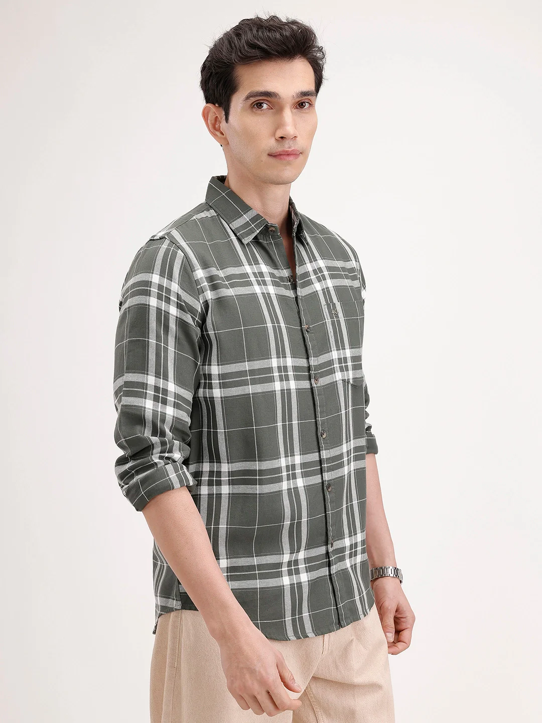 Regular Fit Checkered Shirt | Green - Image 4