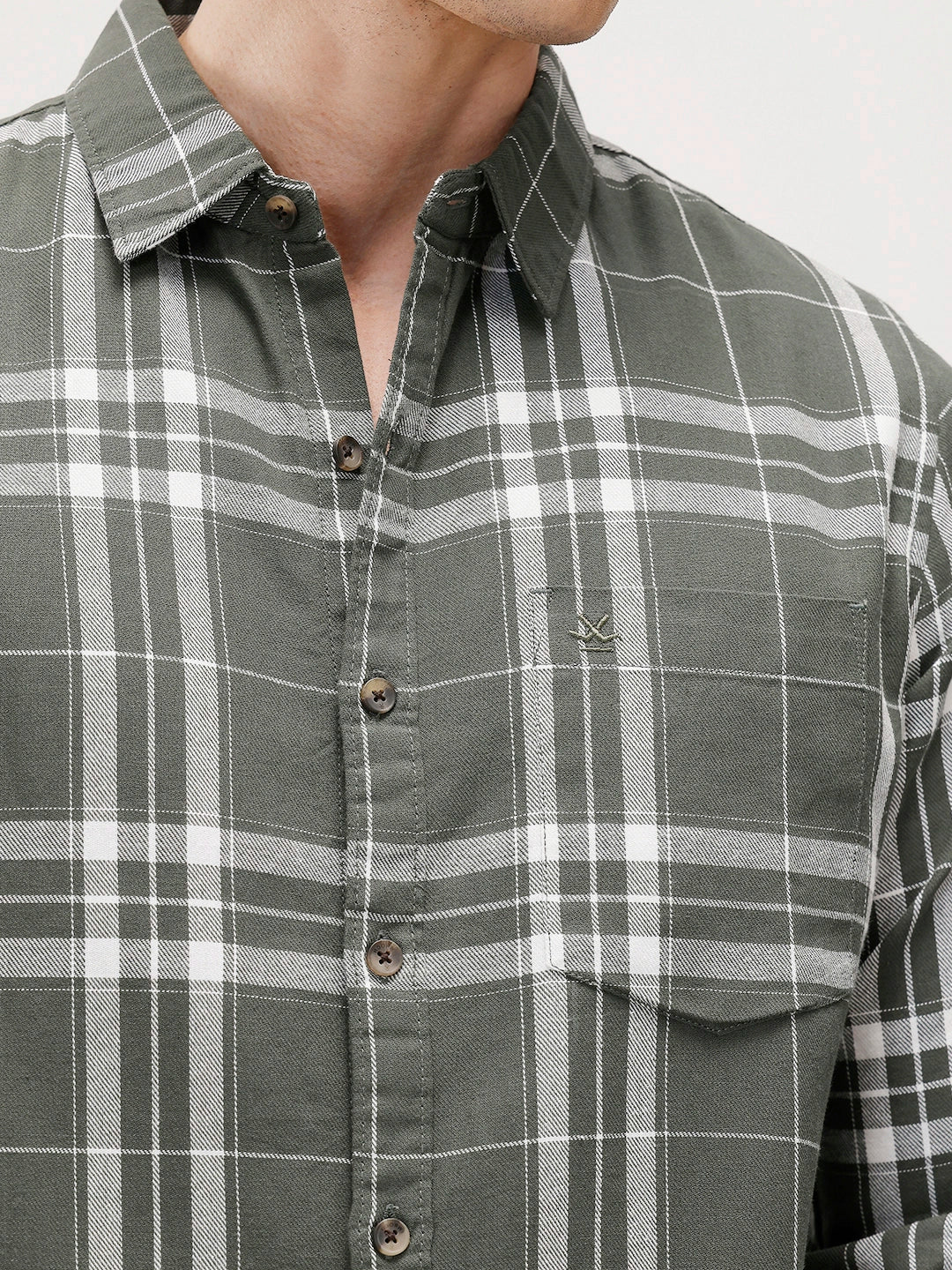 Regular Fit Checkered Shirt | Green - Image 5