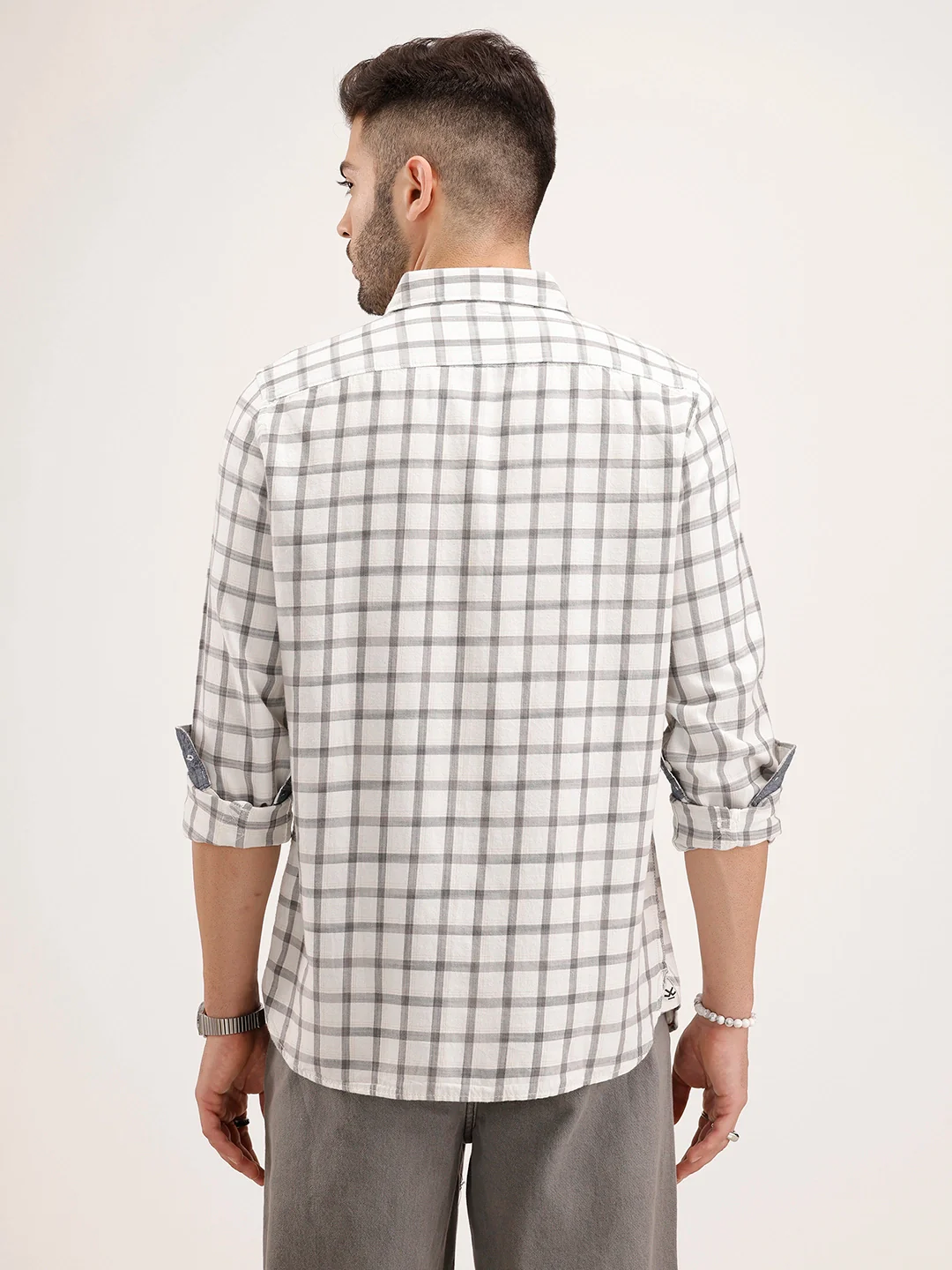 Regular Fit Checkered Shirt | Grey - Image 3