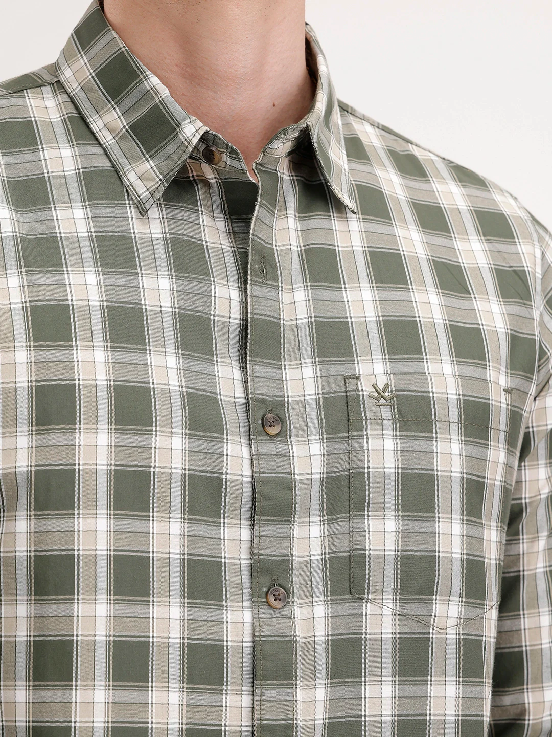 Regular Fit Checkered Shirt | Light Green - Image 5