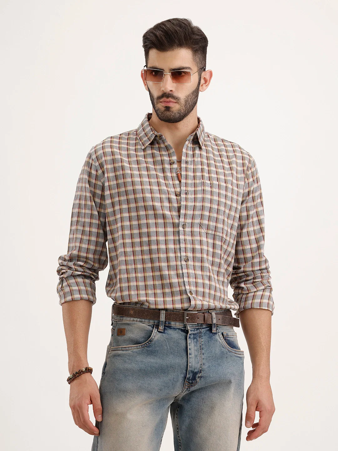 Regular Fit Checkered Shirt | Multicolor