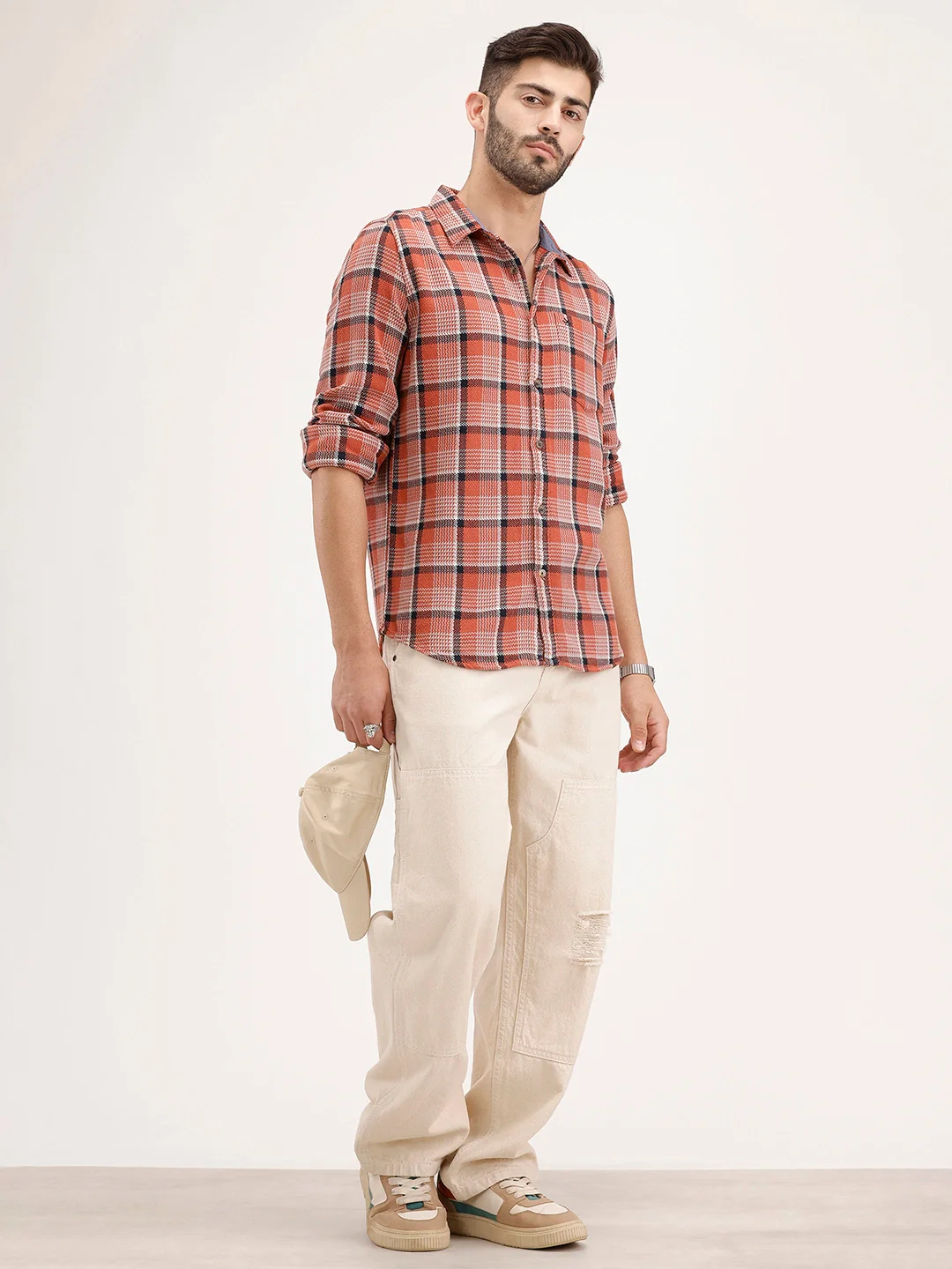Regular Fit Checkered Shirt | Orange - Image 2