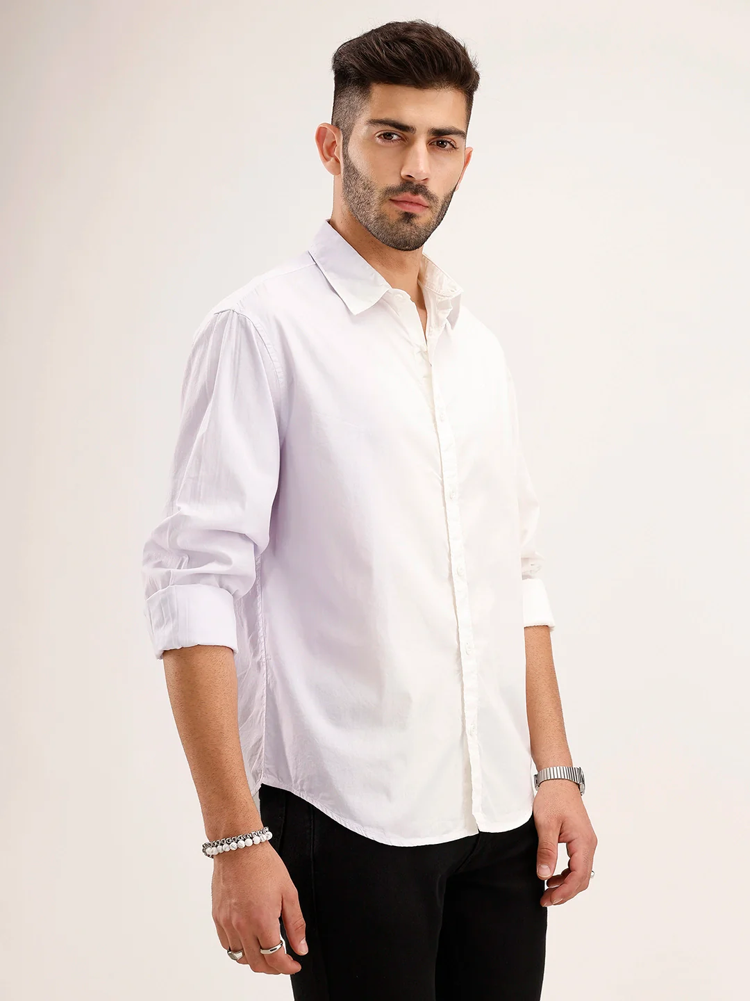 Regular Fit Gradient Shirt | White - Image 4