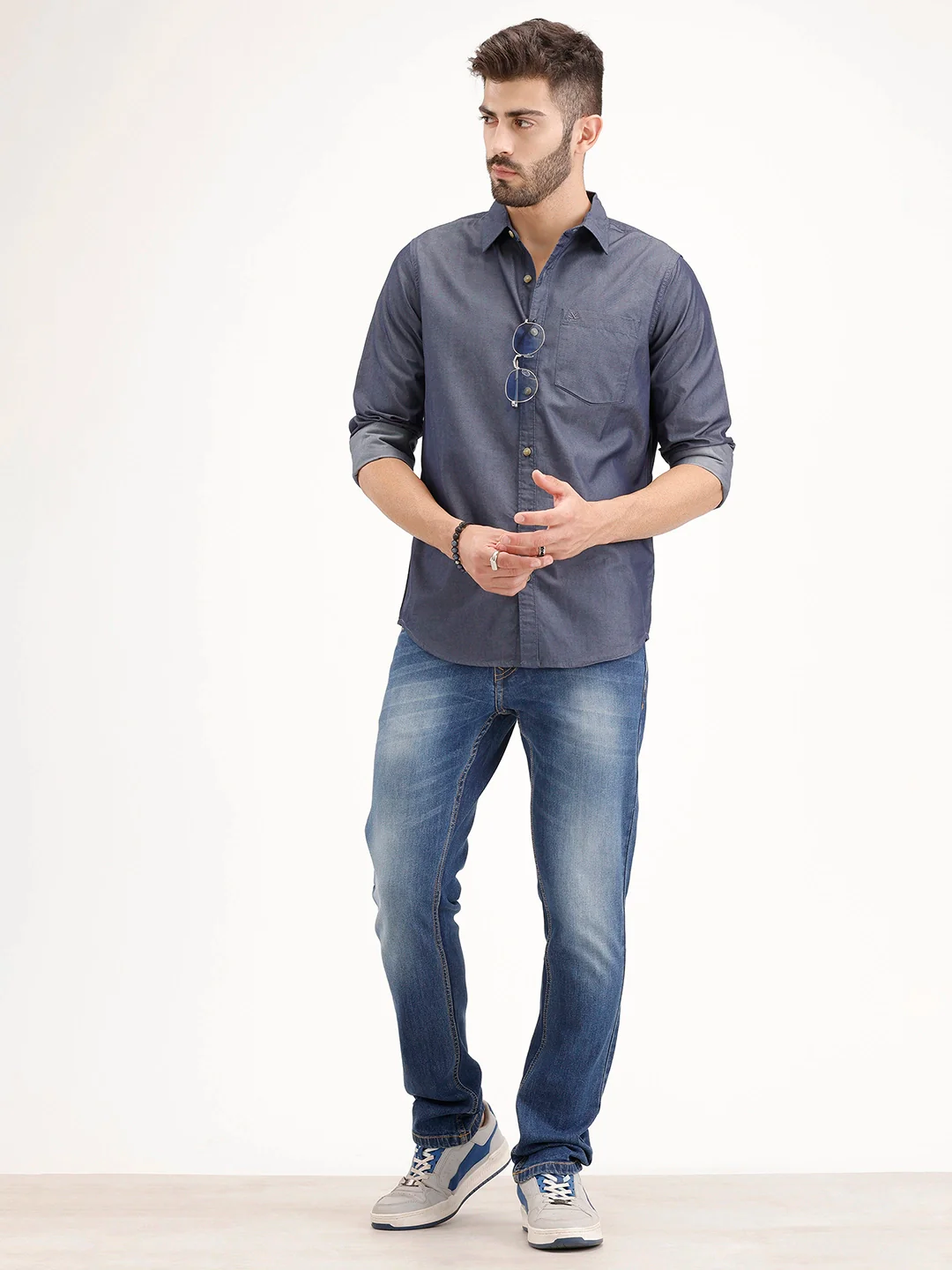Regular Fit Solid Shirt | Navy Blue - Image 2