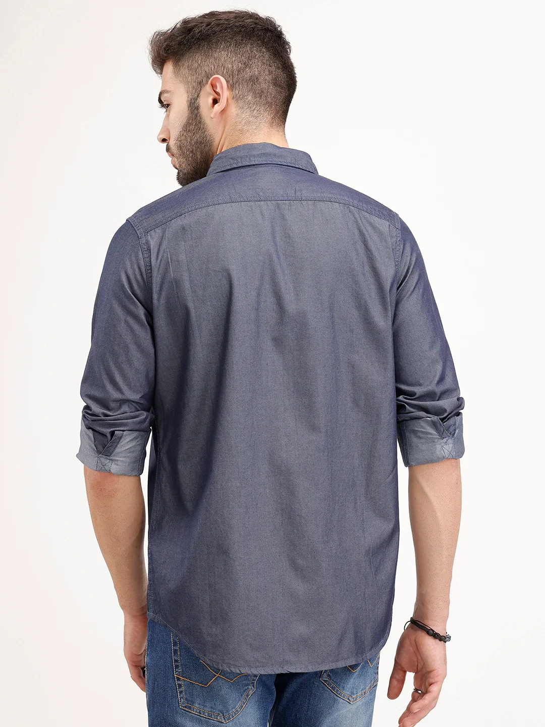 Regular Fit Solid Shirt | Navy Blue - Image 3