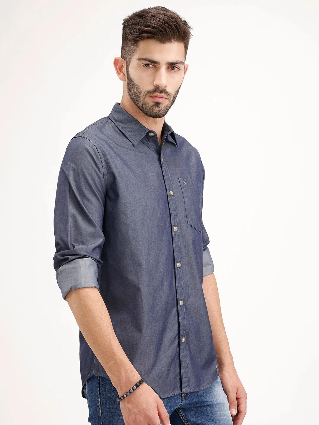 Regular Fit Solid Shirt | Navy Blue - Image 4