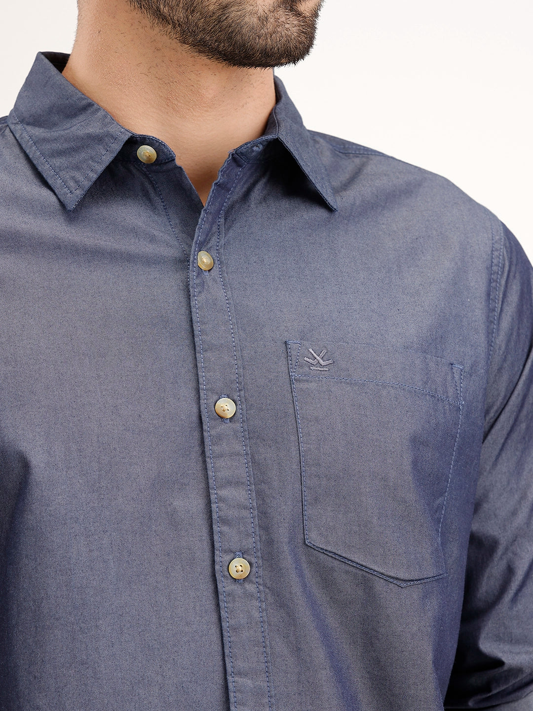 Regular Fit Solid Shirt | Navy Blue - Image 5
