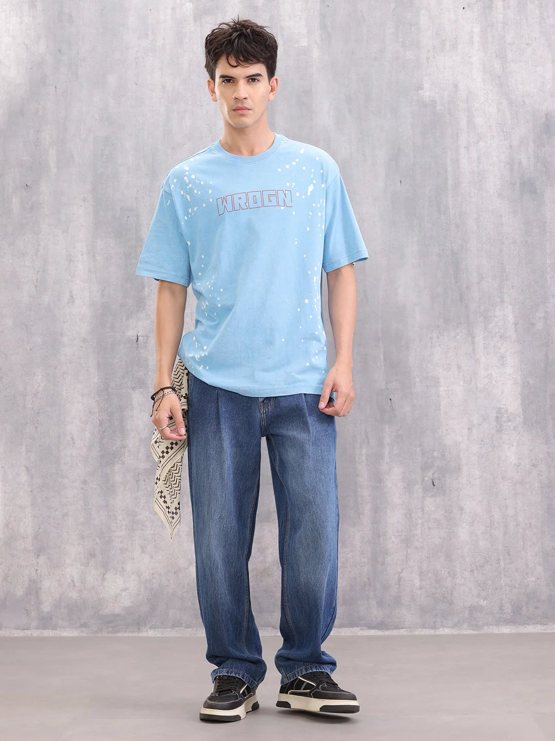 Retro Washed Effect Oversized Fit T-shirt | Blue - Image 2