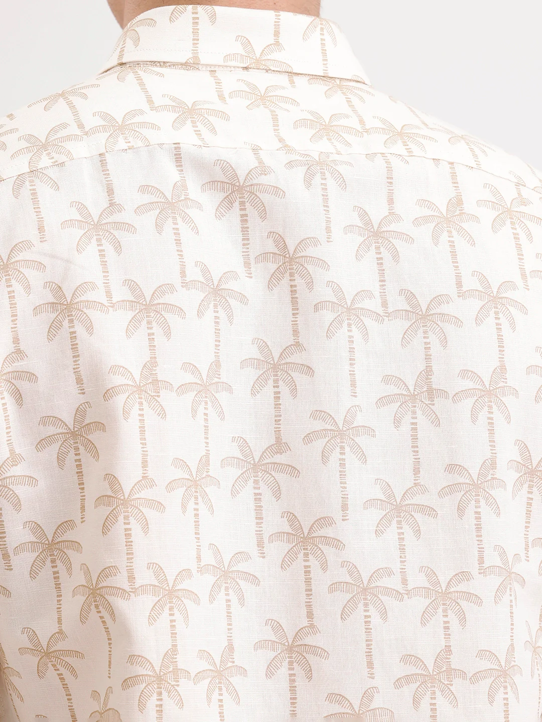 Slim Fit AOP Linen Blend Shirt | Off White - Image 5