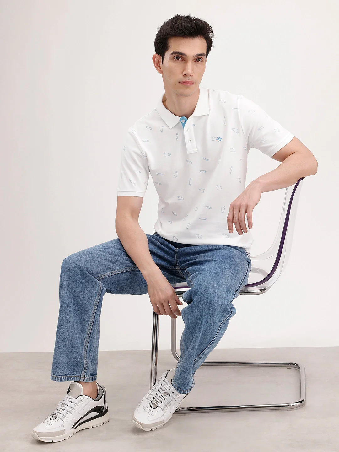 Slim Fit AOP Polo T-Shirt | White - Image 2