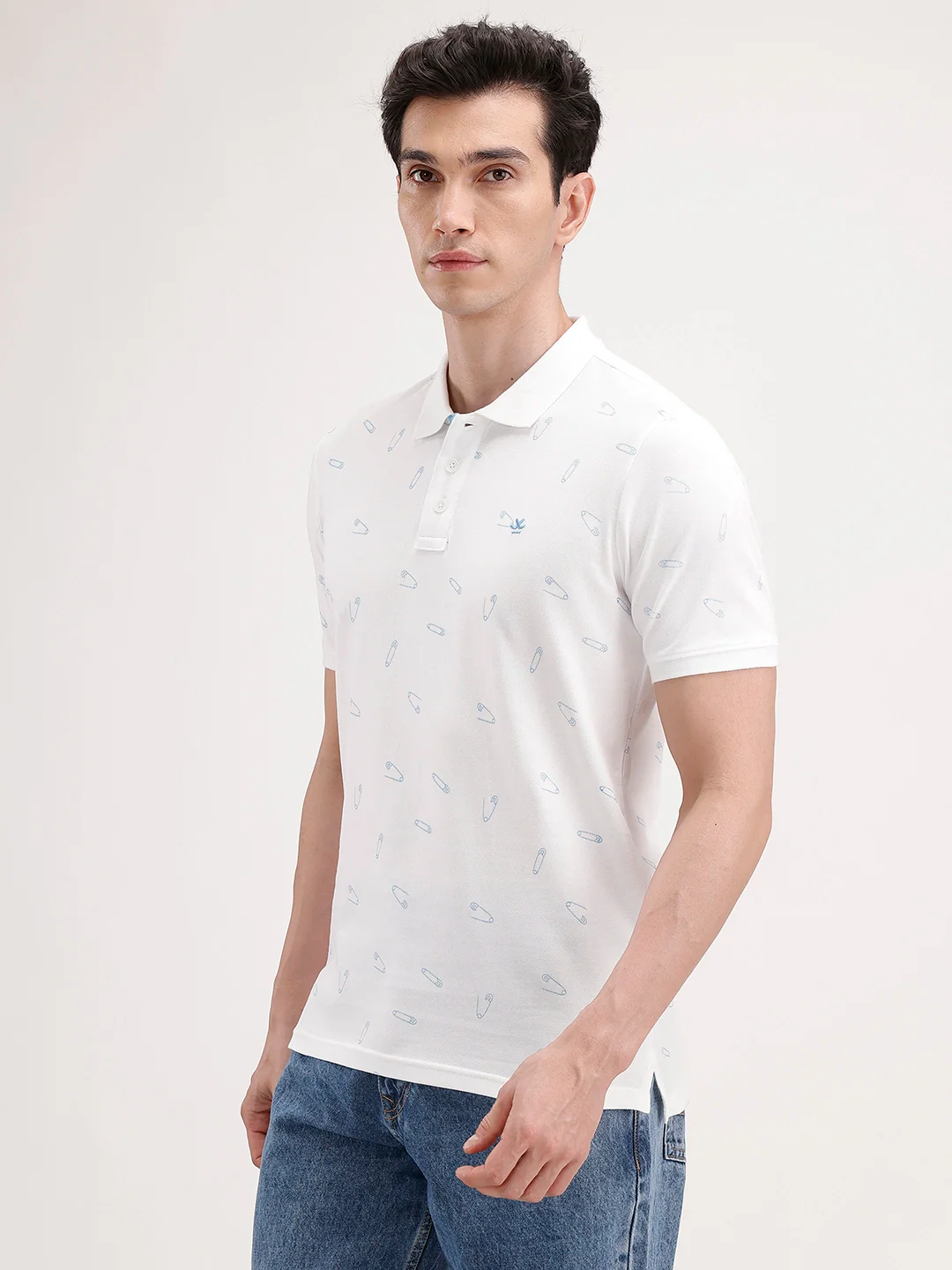 Slim Fit AOP Polo T-Shirt | White - Image 4