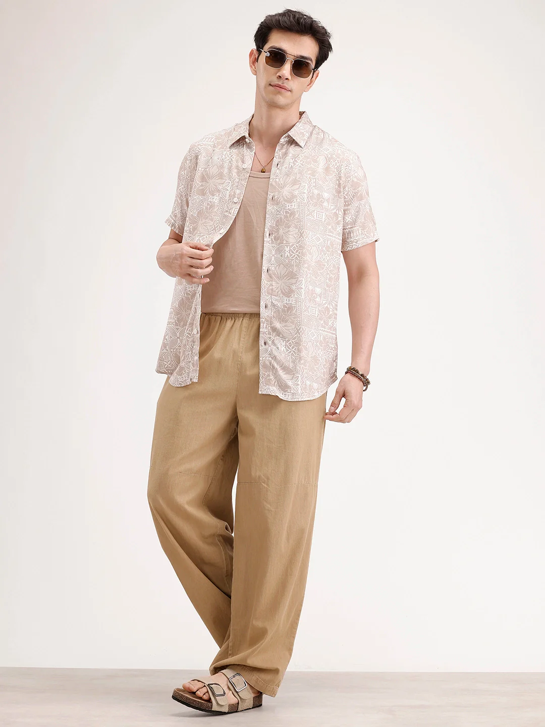 Slim Fit AOP Shirt | Beige - Image 2