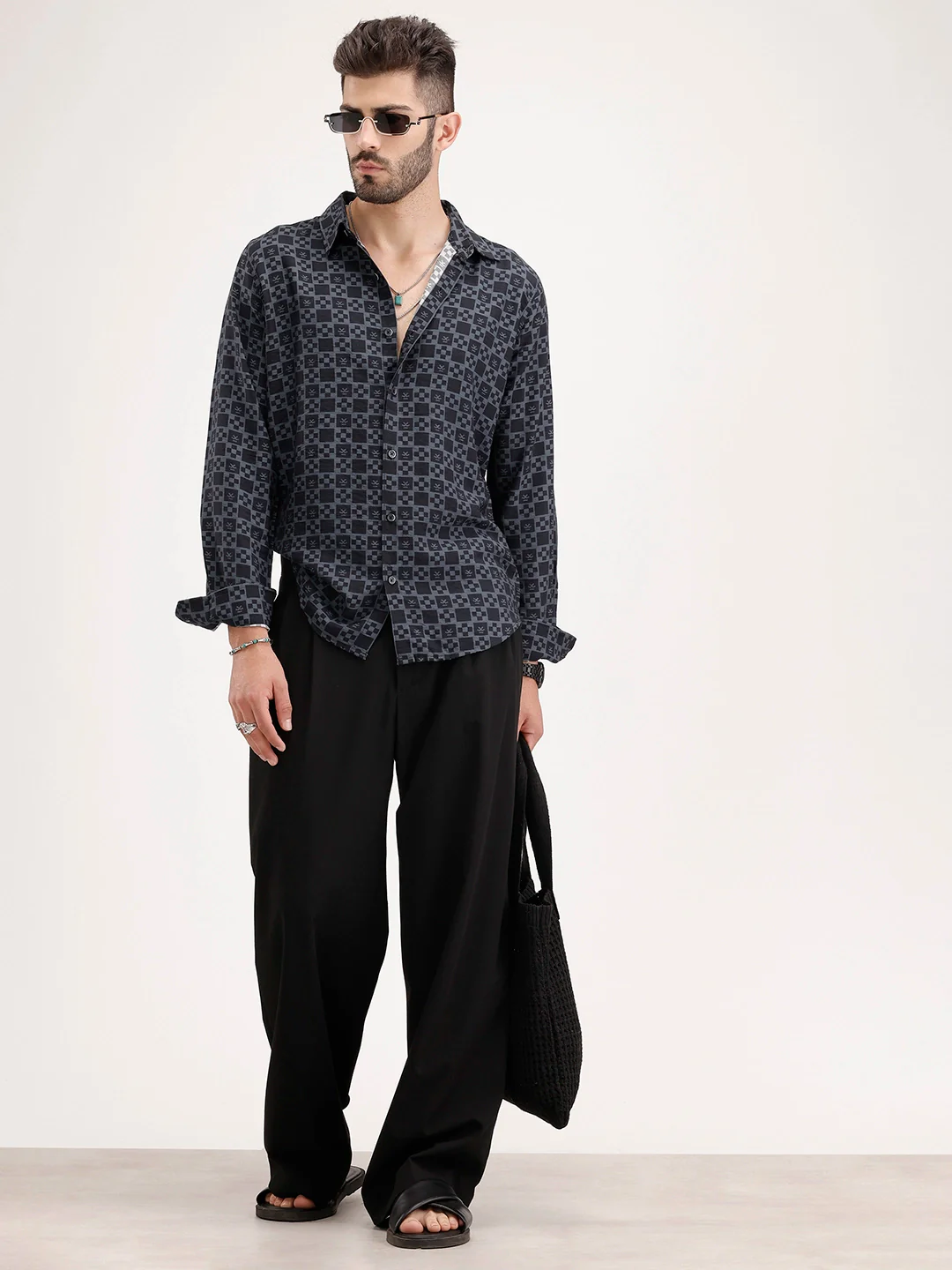 Slim Fit AOP Shirt | Black - Image 2