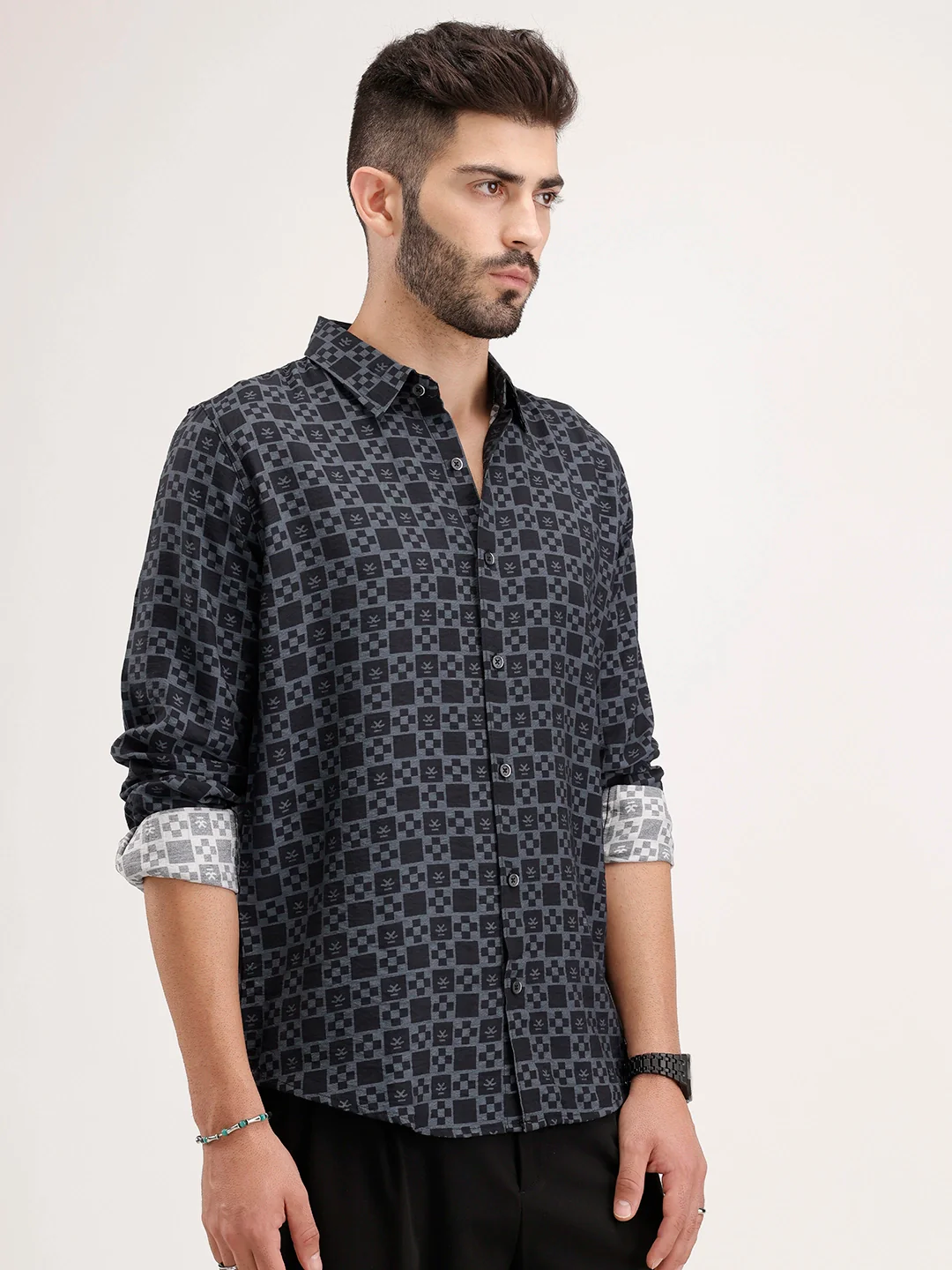 Slim Fit AOP Shirt | Black - Image 4