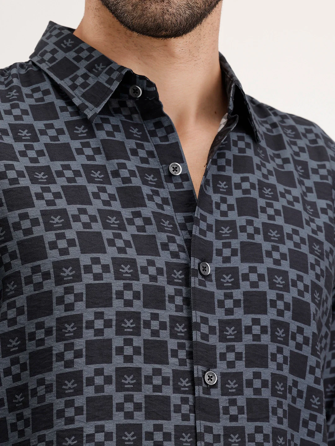 Slim Fit AOP Shirt | Black - Image 5