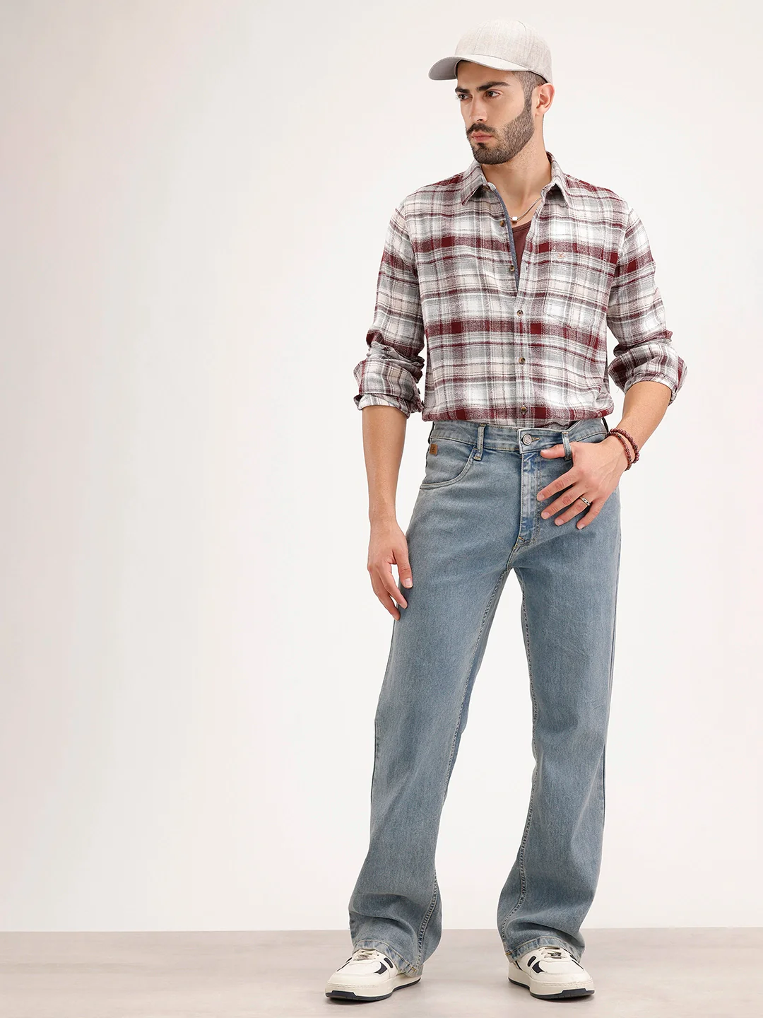 Slim Fit Checkered Full Sleeve Shirt | Red - Image 2