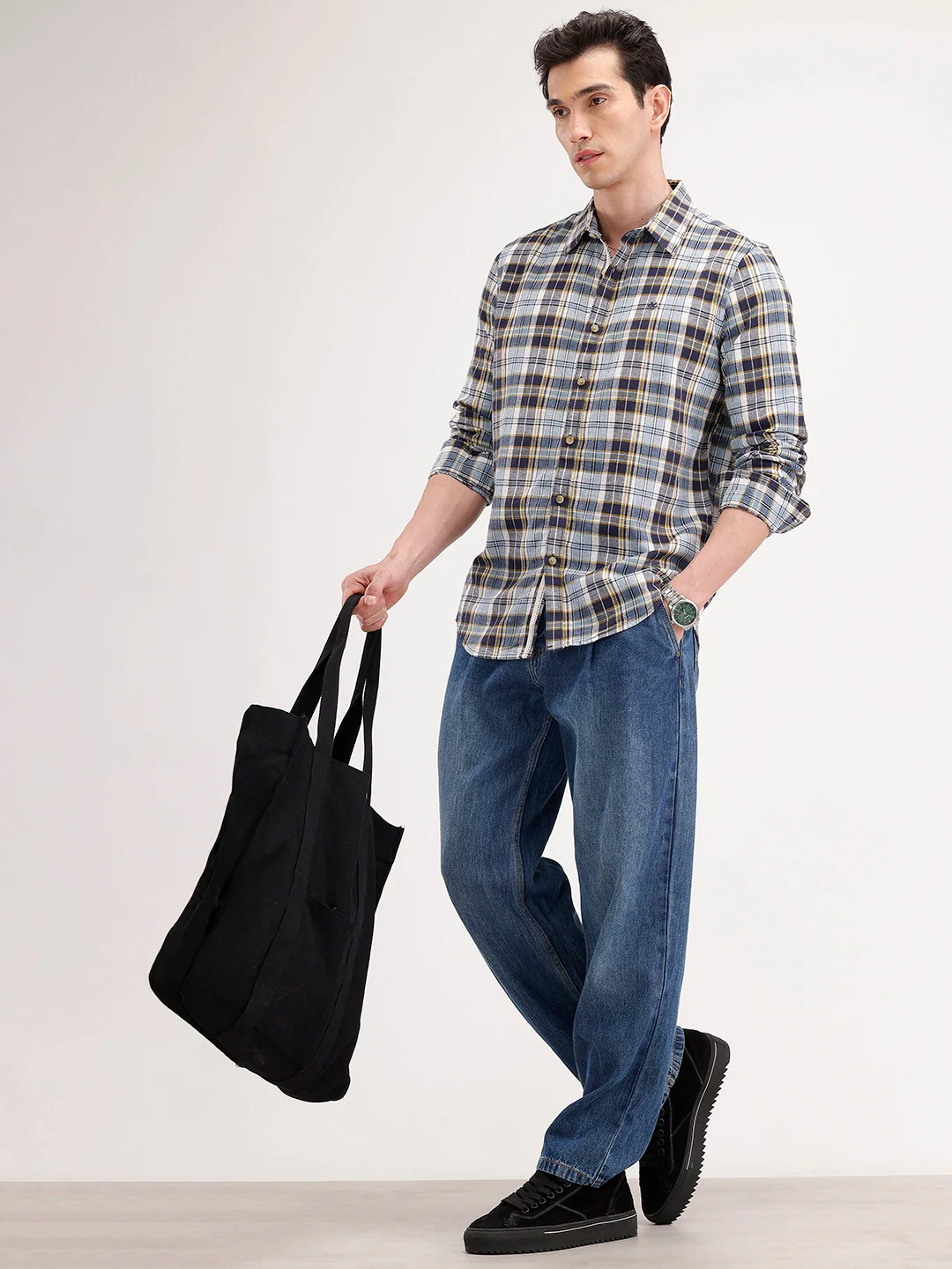 Slim Fit Checkered Shirt | Blue - Image 2