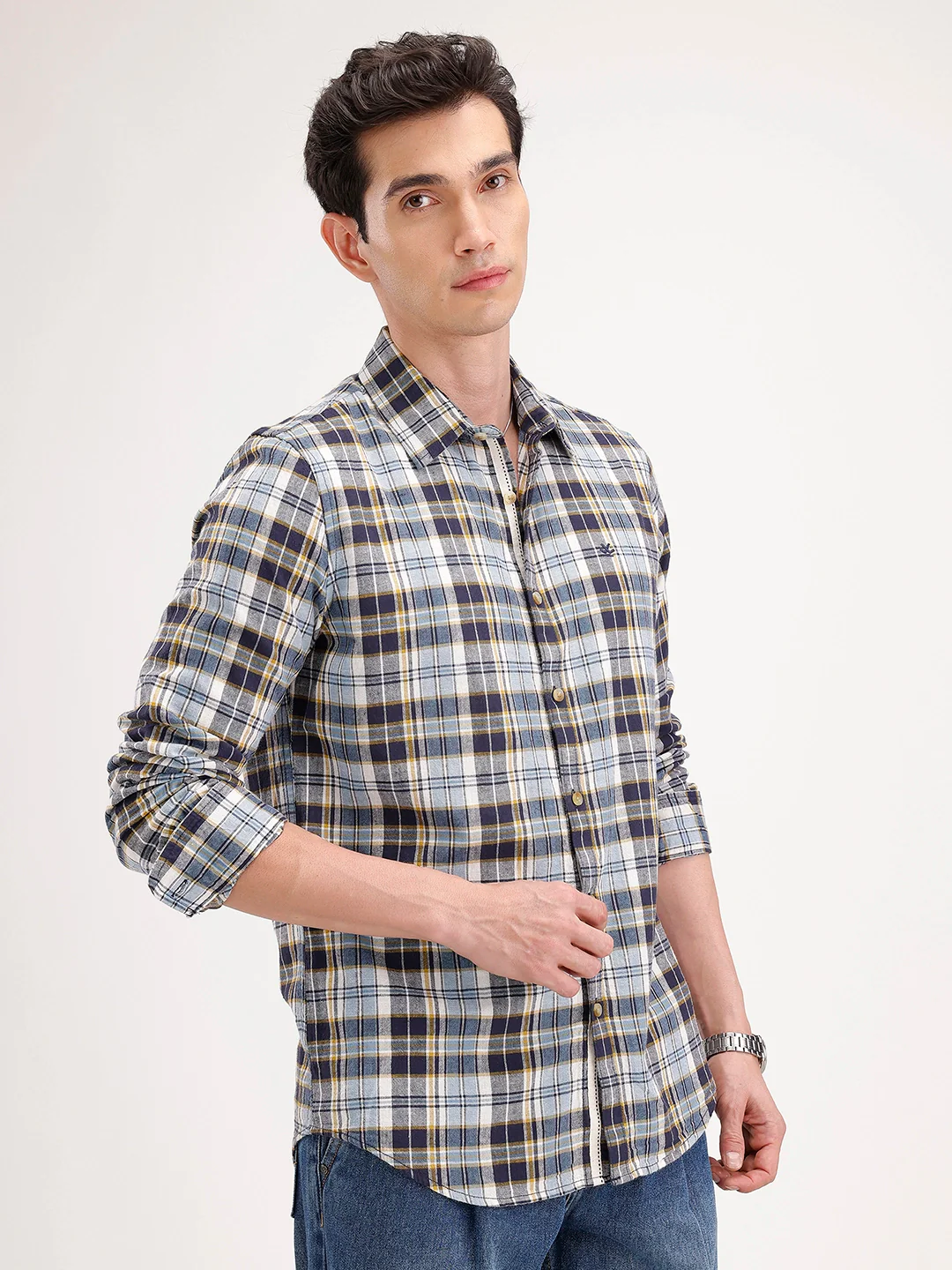 Slim Fit Checkered Shirt | Blue - Image 4