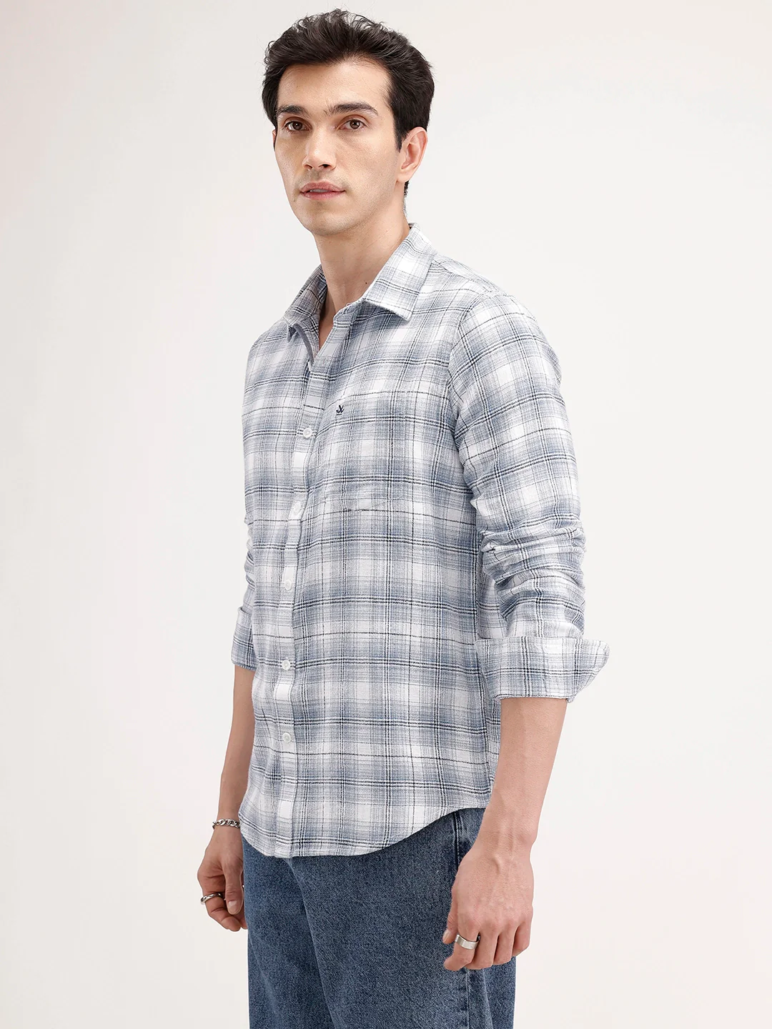Slim Fit Checkered Shirt | Blue - Image 4