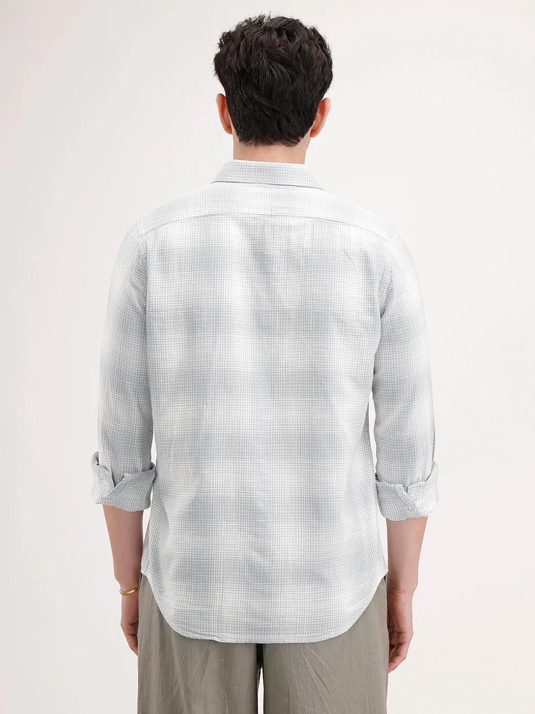 Slim Fit Checkered Shirt | Light Green - Image 3