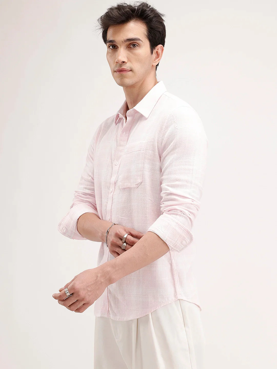 Slim Fit Checkered Shirt | Pink - Image 4