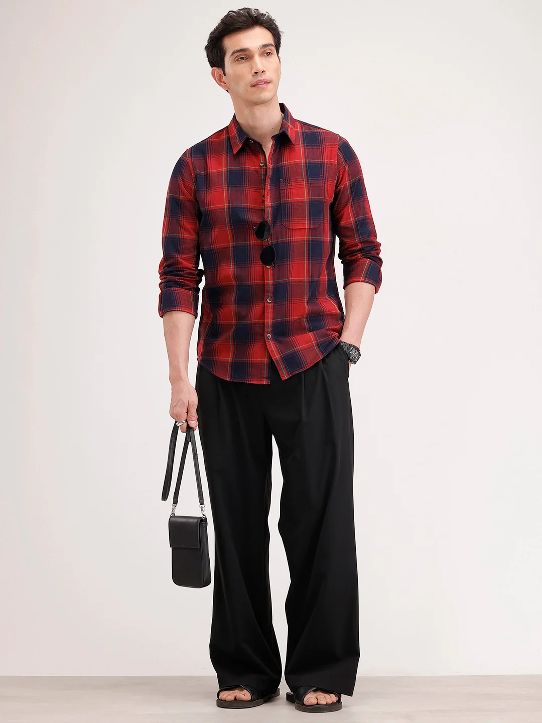 Slim Fit Checkered Shirt | Rust - Image 2