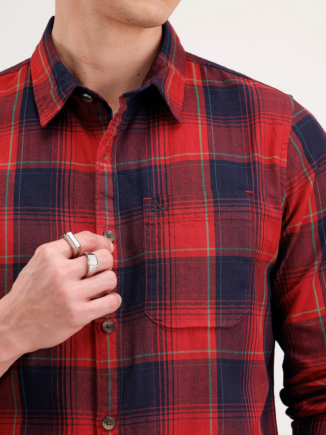 Slim Fit Checkered Shirt | Rust - Image 5