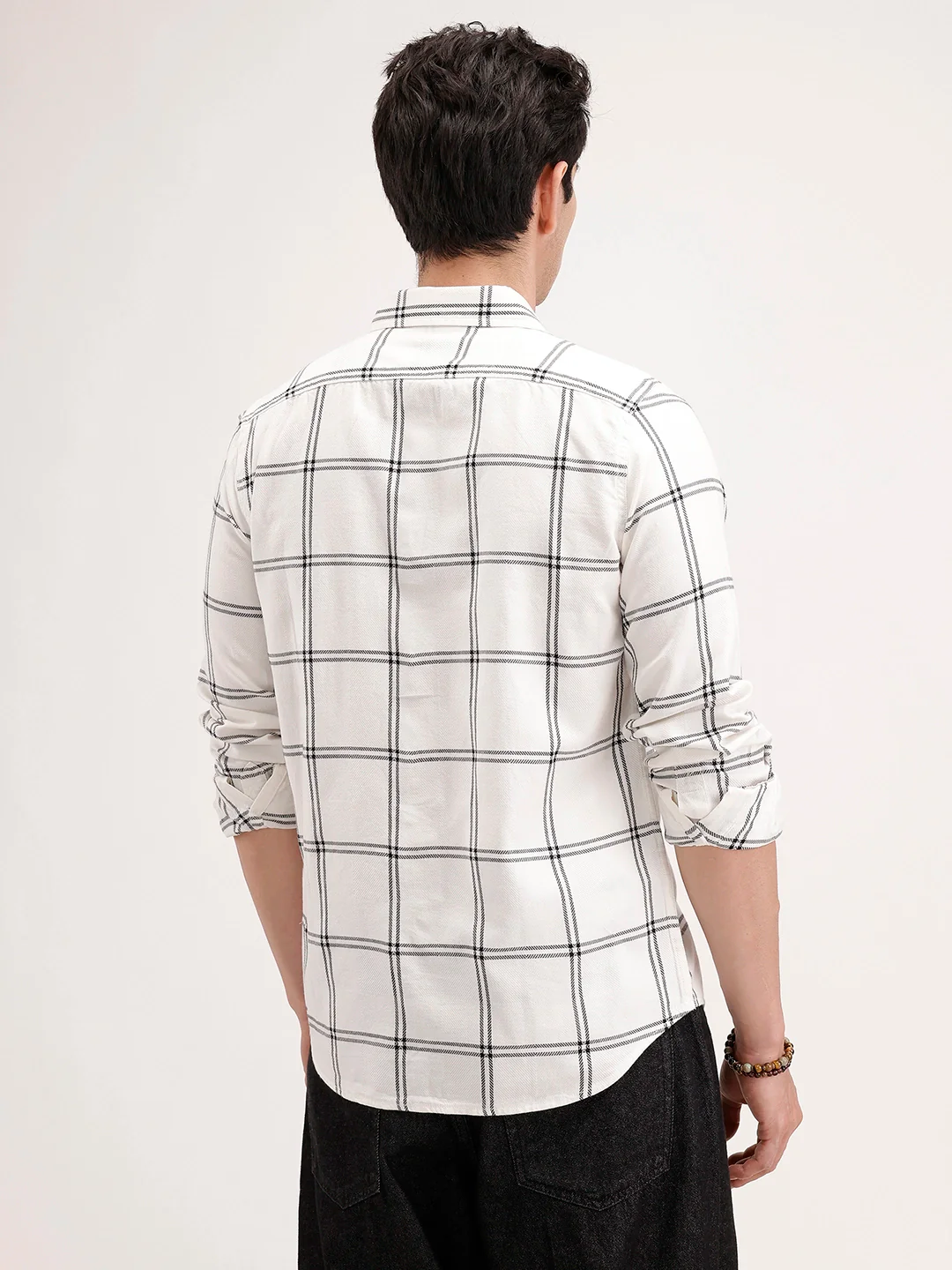 Slim Fit Checkered Shirt | White - Image 3